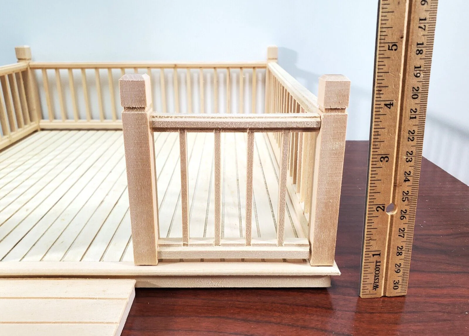 Dollhouse KIT Patio Deck Garden Decking with Railings Wood 1:12 Scale Miniature - Image 4
