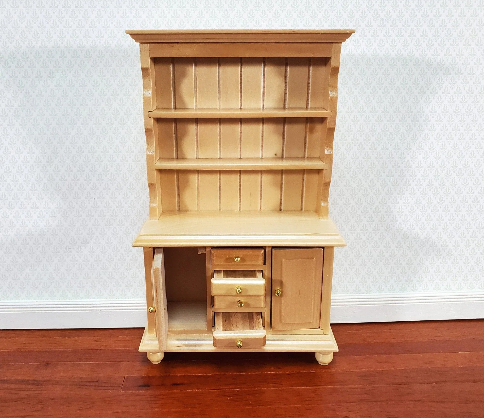 Dollhouse Kitchen Cabinet Cupboard Pine Finish 1:12 Scale Miniature Furniture - Image 3