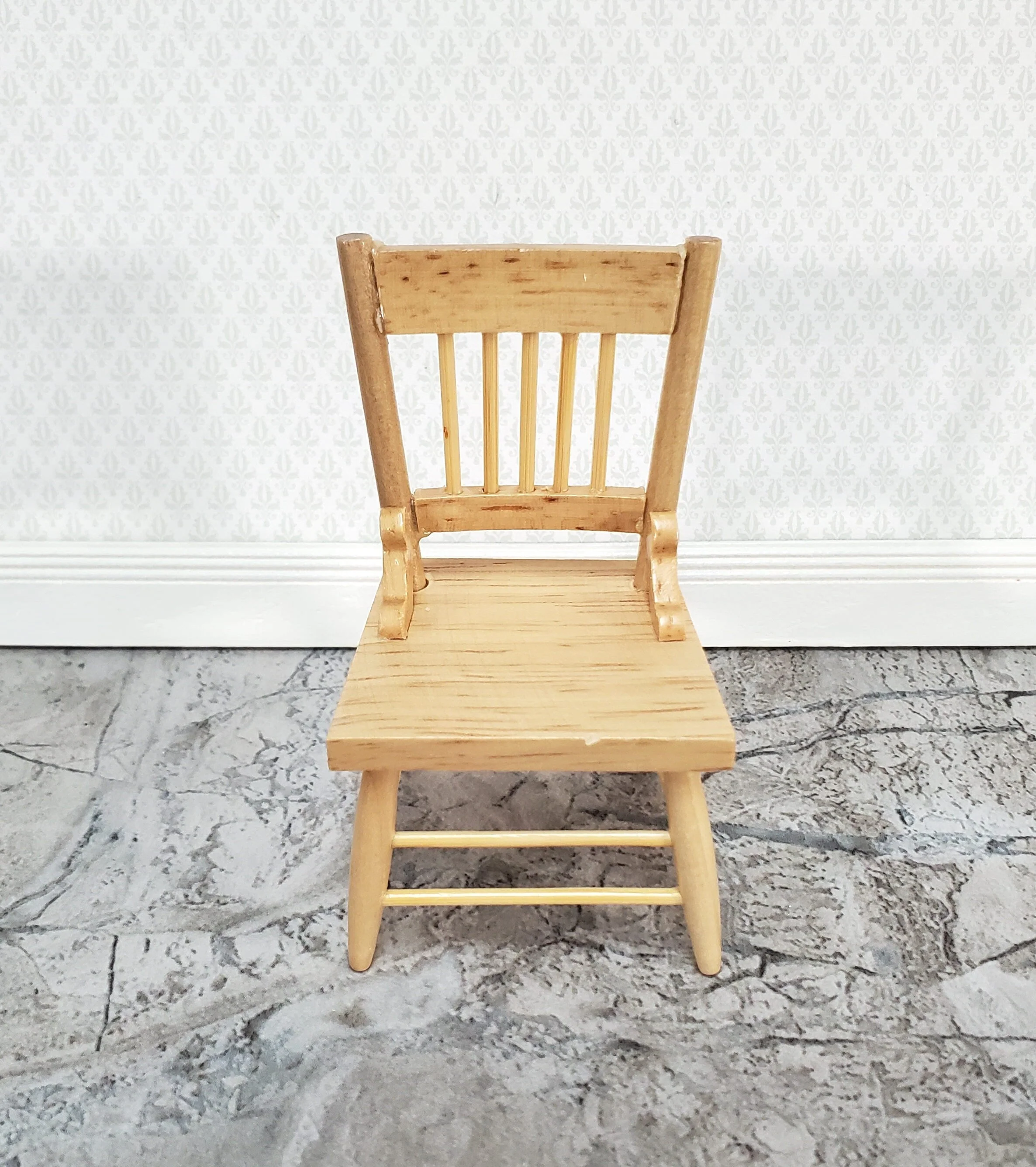 Dollhouse Kitchen Chair Light Oak Wood 1:12 Scale Miniature Furniture M0537B - Image 2