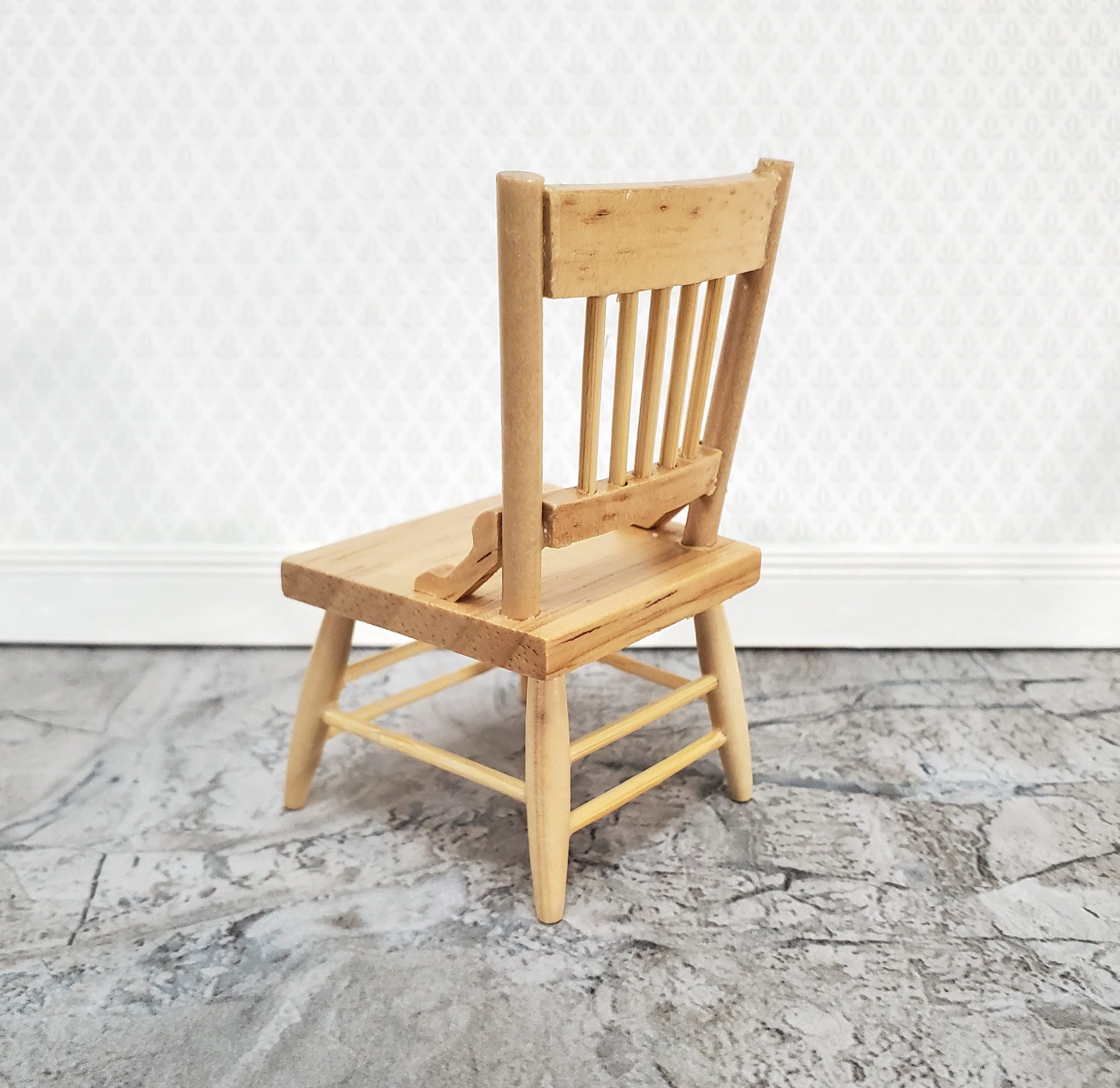 Dollhouse Kitchen Chair Light Oak Wood 1:12 Scale Miniature Furniture M0537B - Image 3