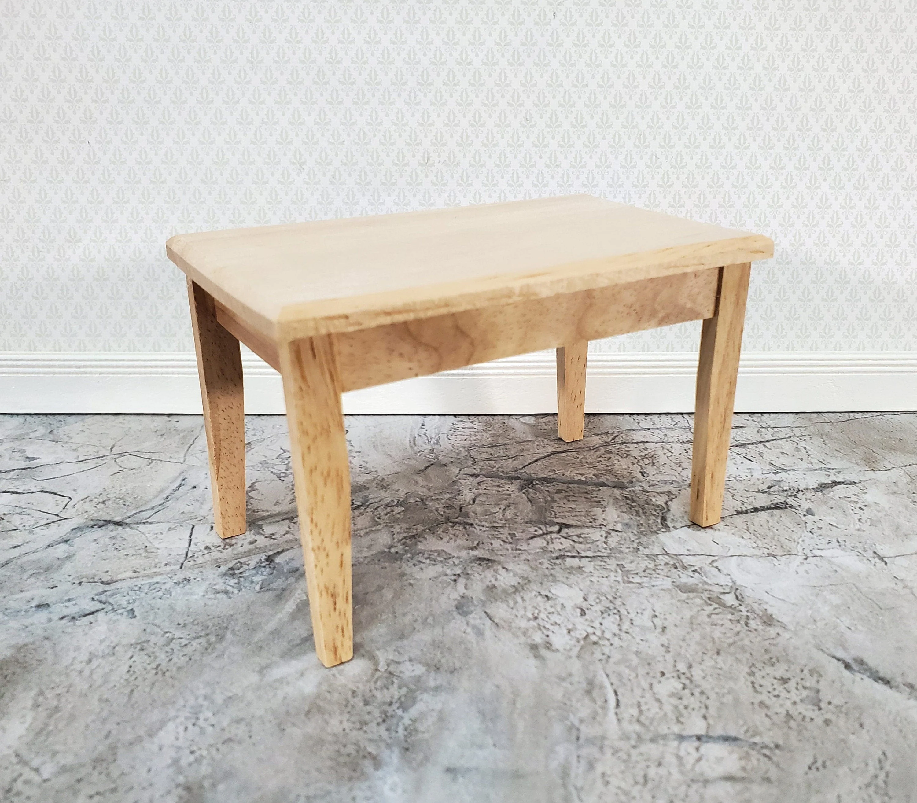 Dollhouse Kitchen or Dining Room Table Unpainted Wood 1:12 Scale Miniature Furniture