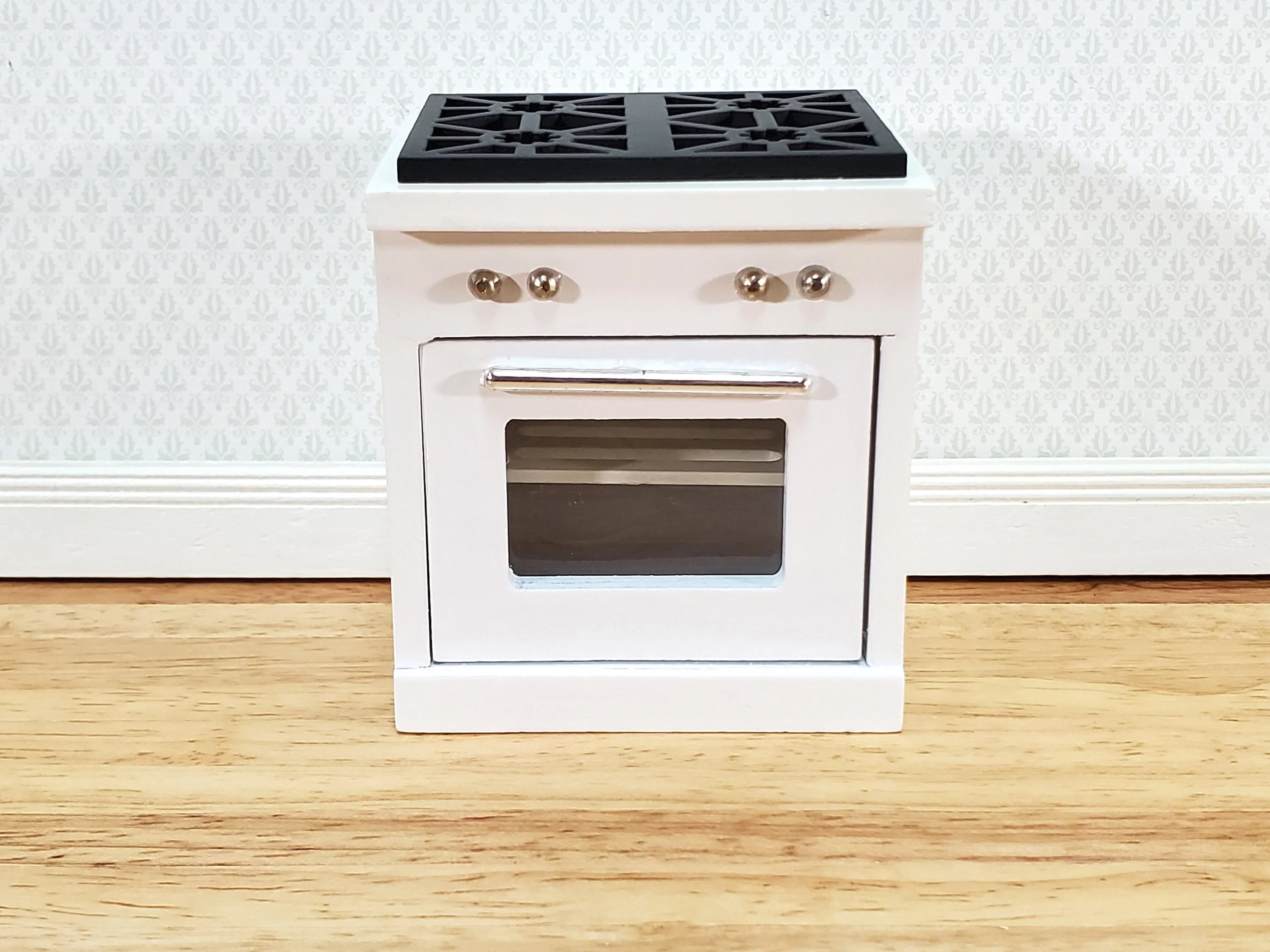 Dollhouse Kitchen Oven w/ Stove Top Modern White 4 Burners 1:12 Scale Miniature - Image 3