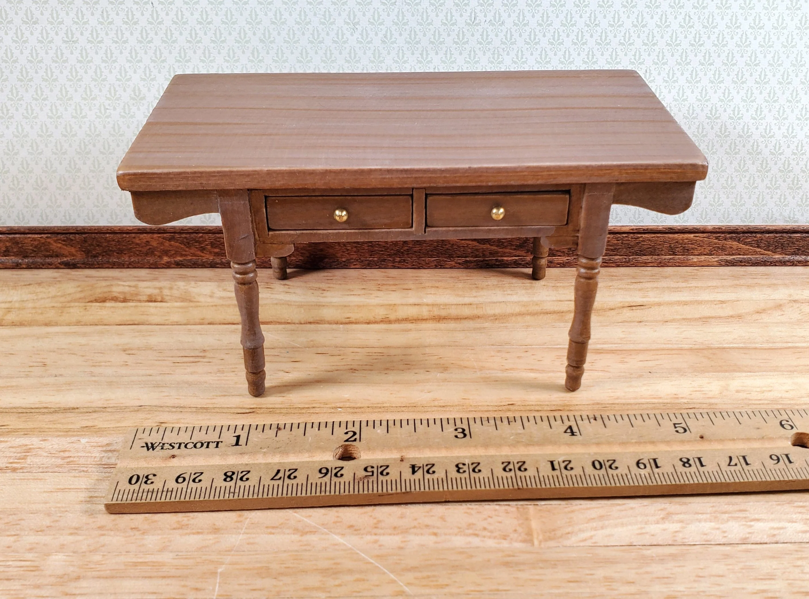 Dollhouse Kitchen Prep Table Farmhouse Style Wood 1:12 Scale Miniature Furniture - Image 7
