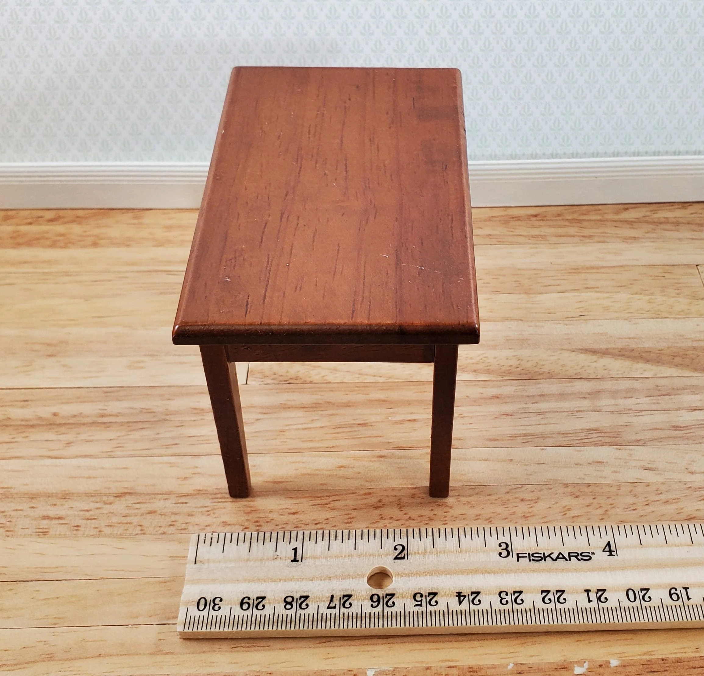 Dollhouse Kitchen Table with 4 Chairs Walnut Finish 1:12 Scale Miniature Furniture - Image 5