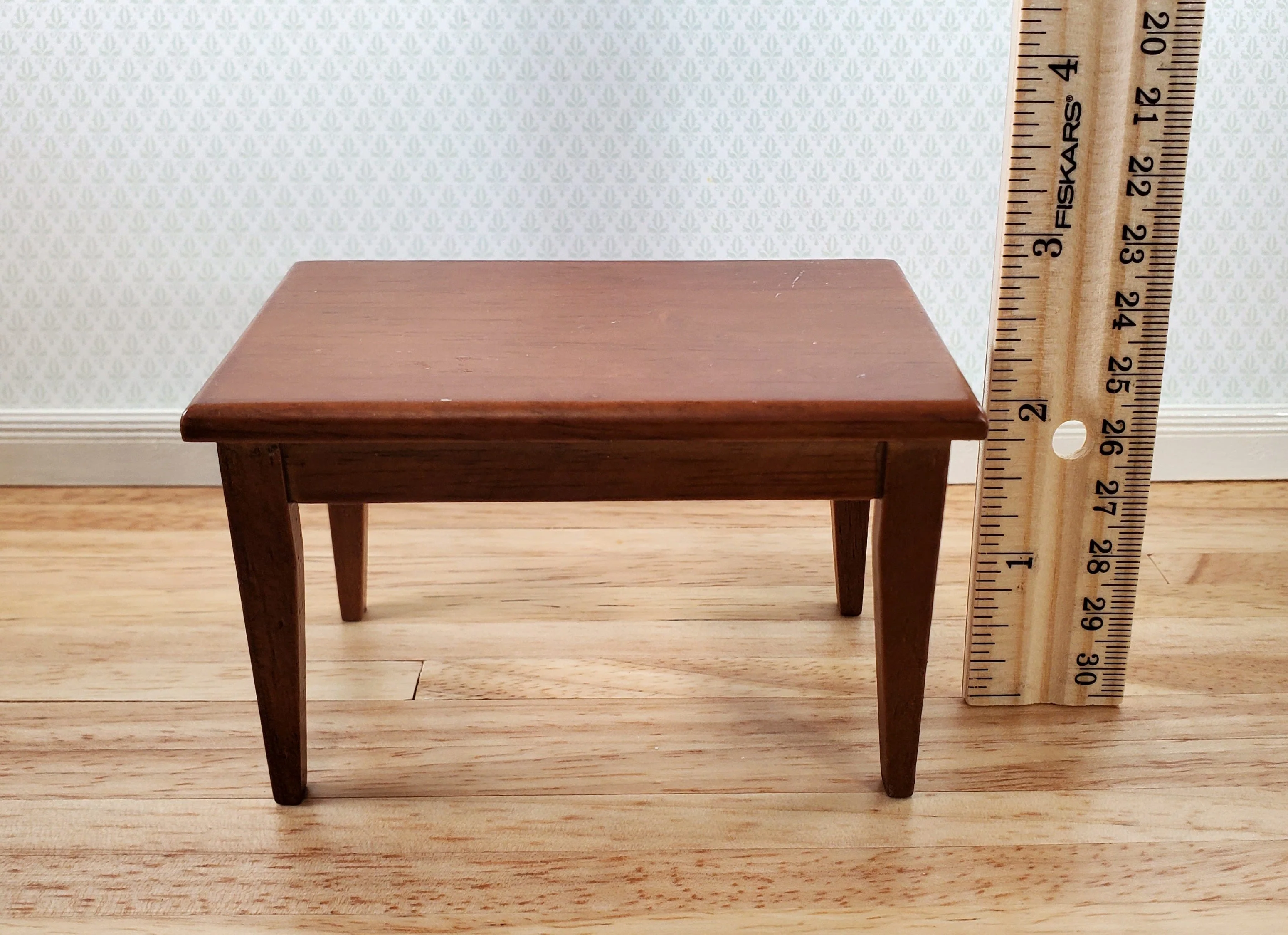 Dollhouse Kitchen Table with 4 Chairs Walnut Finish 1:12 Scale Miniature Furniture - Image 6