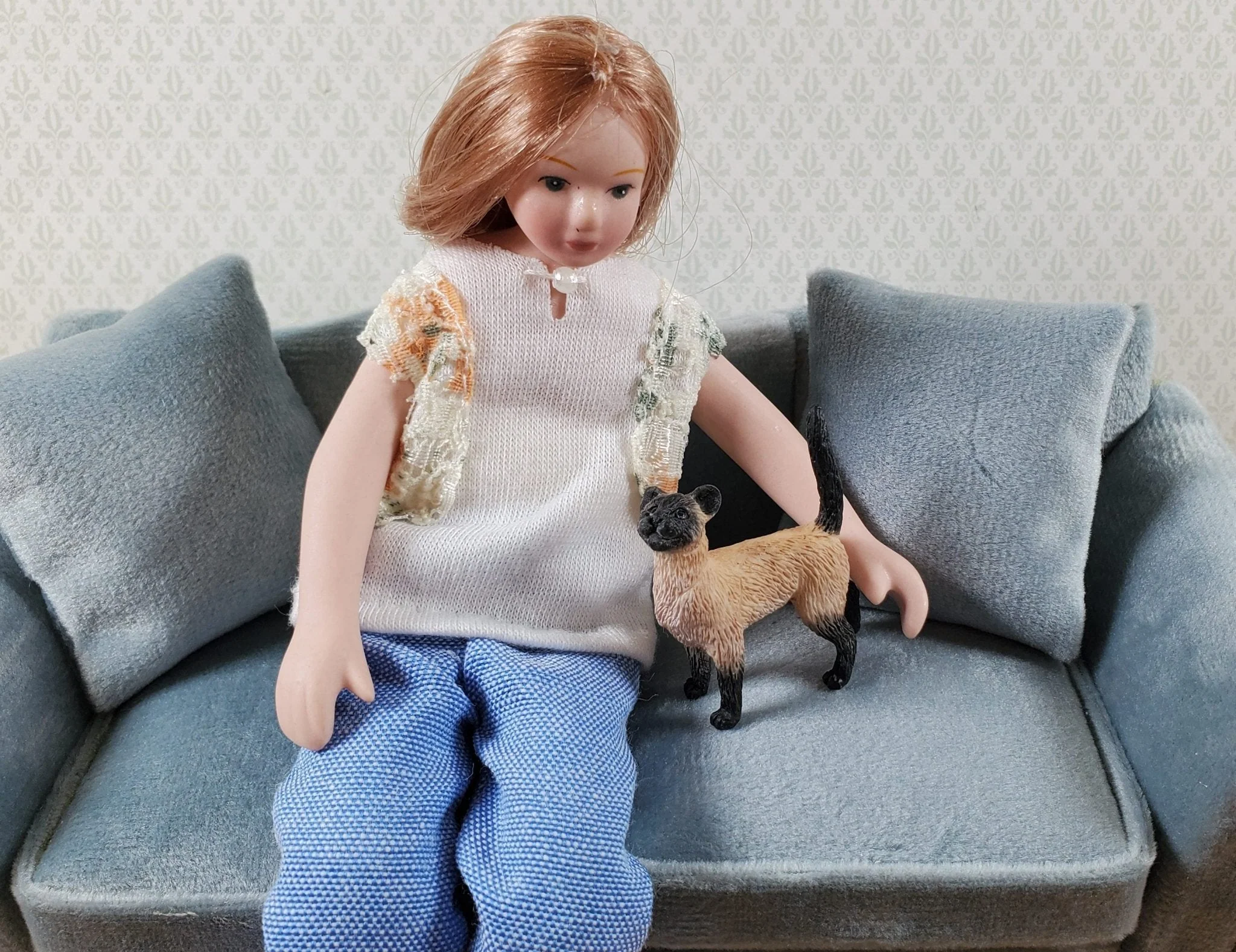 Dollhouse Kitten Siamese Kitty Cat Standing Tail Up 1:12 Scale Miniature Pet - Image 4