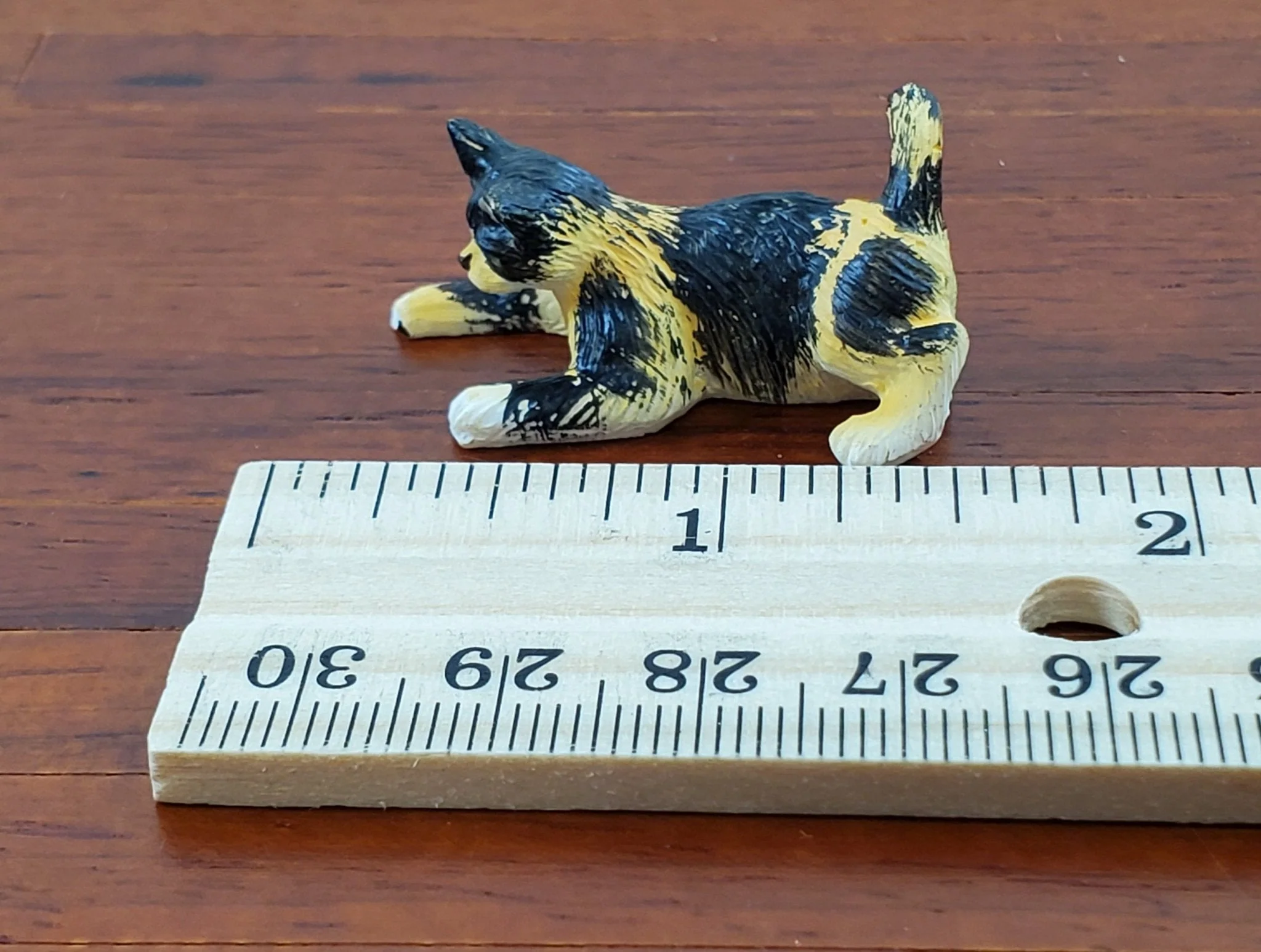 Dollhouse Kitty Cat Calico Orange Black Pouncing Pose 1:12 Scale Miniature Pet - Image 7