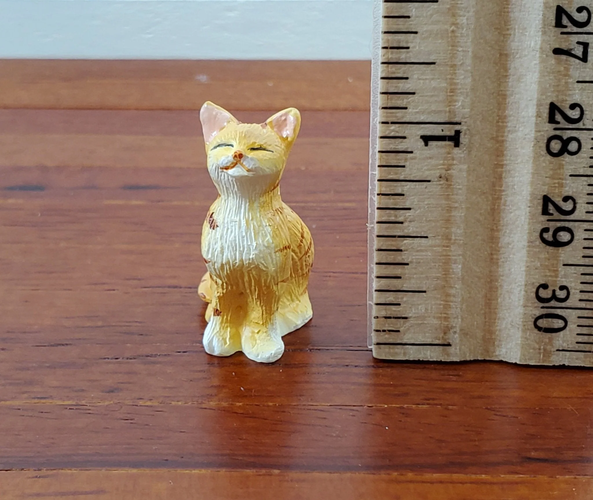 Dollhouse Kitty Cat Orange Tabby Eyes Closed Sitting 1:12 Scale Miniature Pet - Image 4