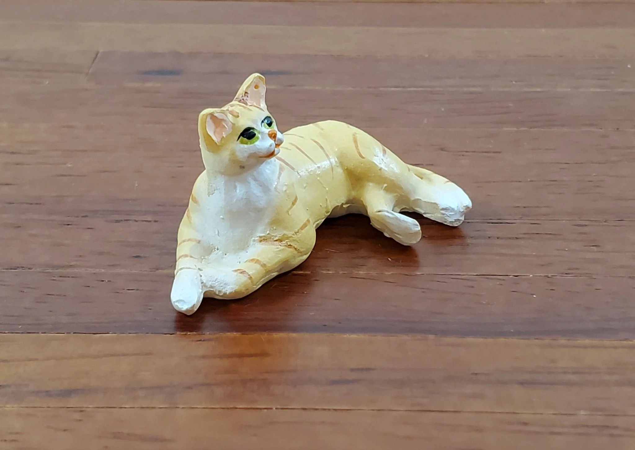 Dollhouse Kitty Cat Orange Tabby Lying Down on Side 1:12 Scale Miniature Pet - Image 2