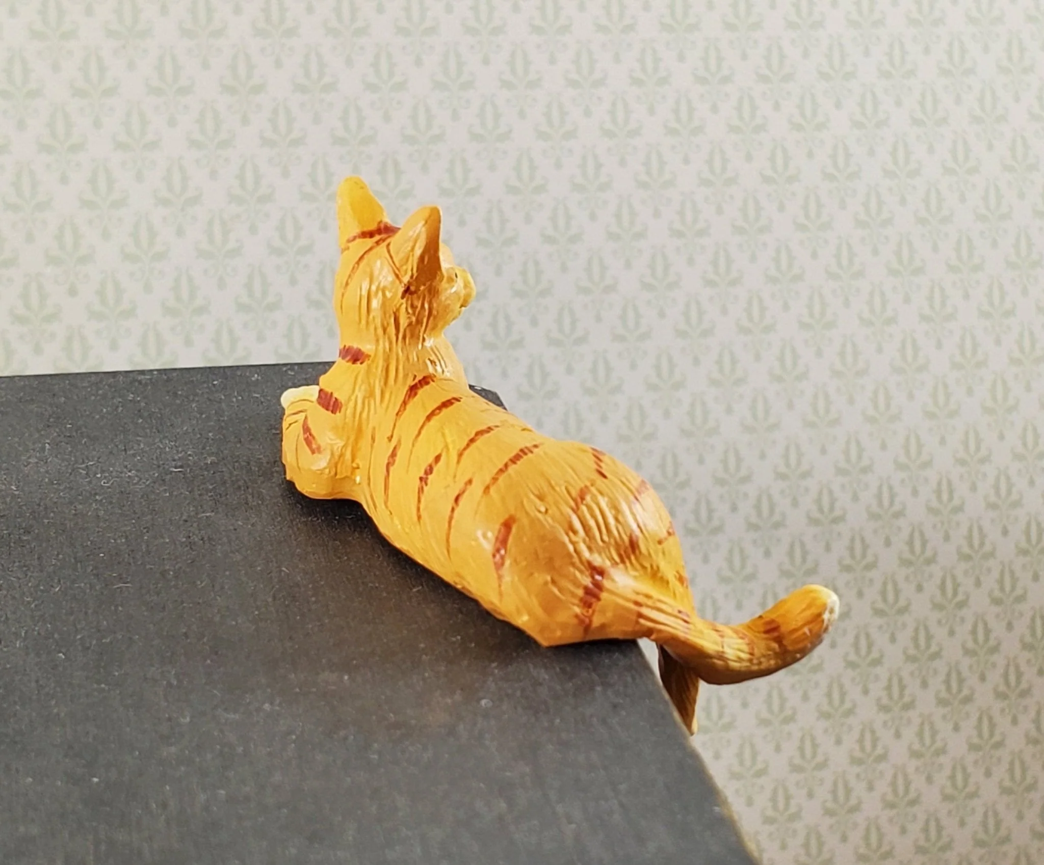 Dollhouse Kitty Cat Orange Tabby Shelf Sitter Leg Down 1:12 Scale Miniature Pet - Image 2