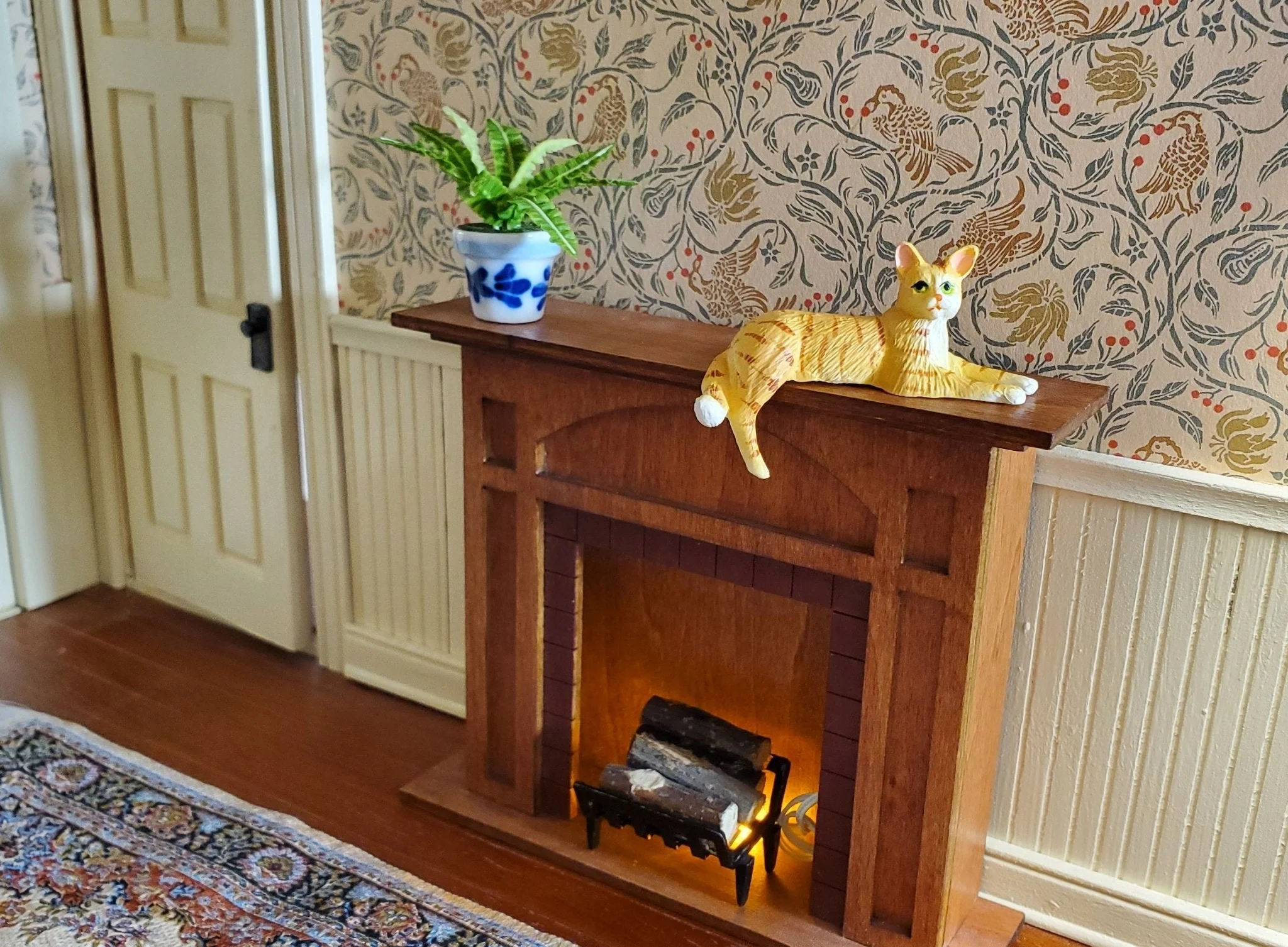 Dollhouse Kitty Cat Orange Tabby Shelf Sitter Leg Down 1:12 Scale Miniature Pet - Image 3