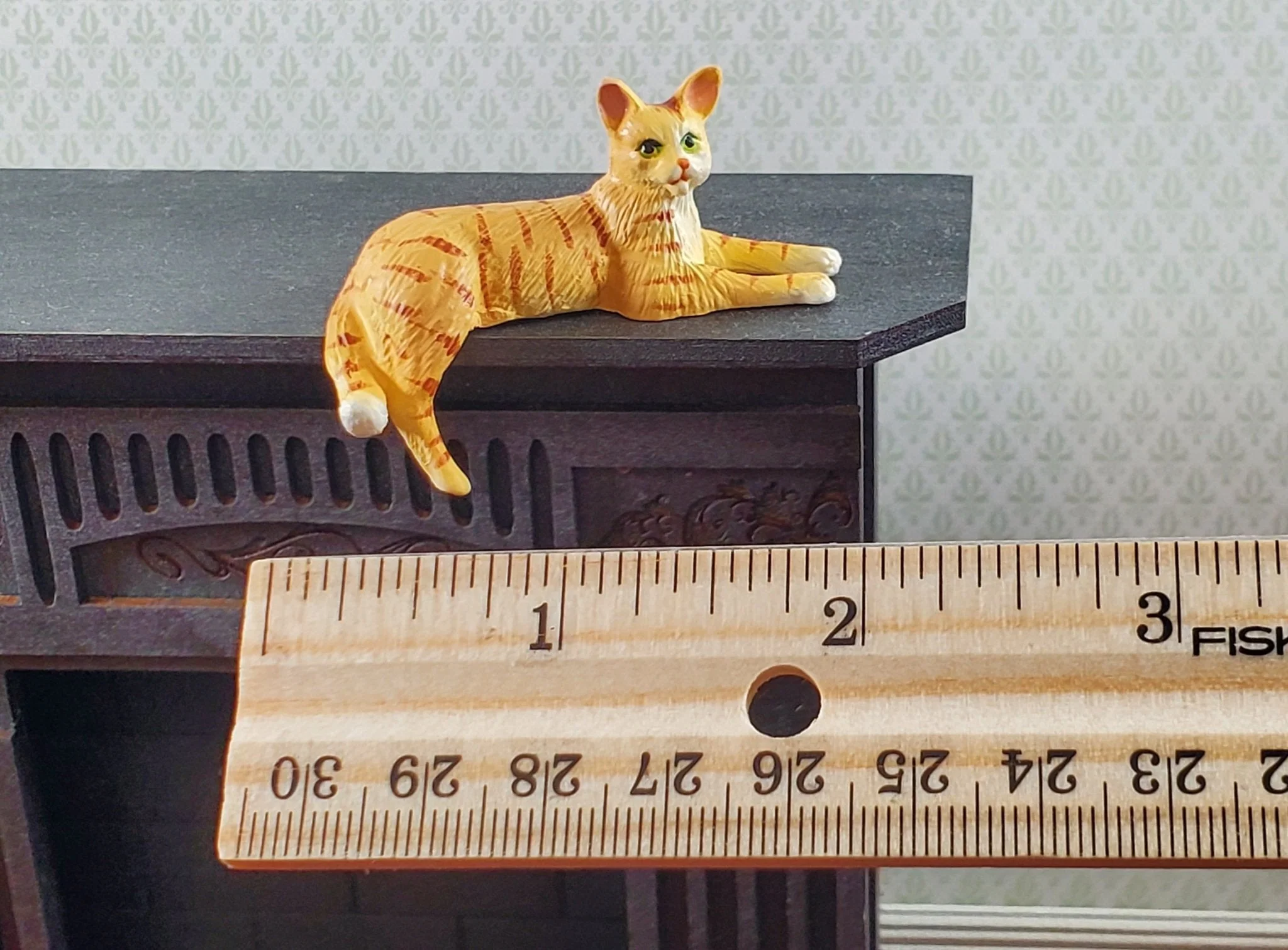 Dollhouse Kitty Cat Orange Tabby Shelf Sitter Leg Down 1:12 Scale Miniature Pet - Image 4
