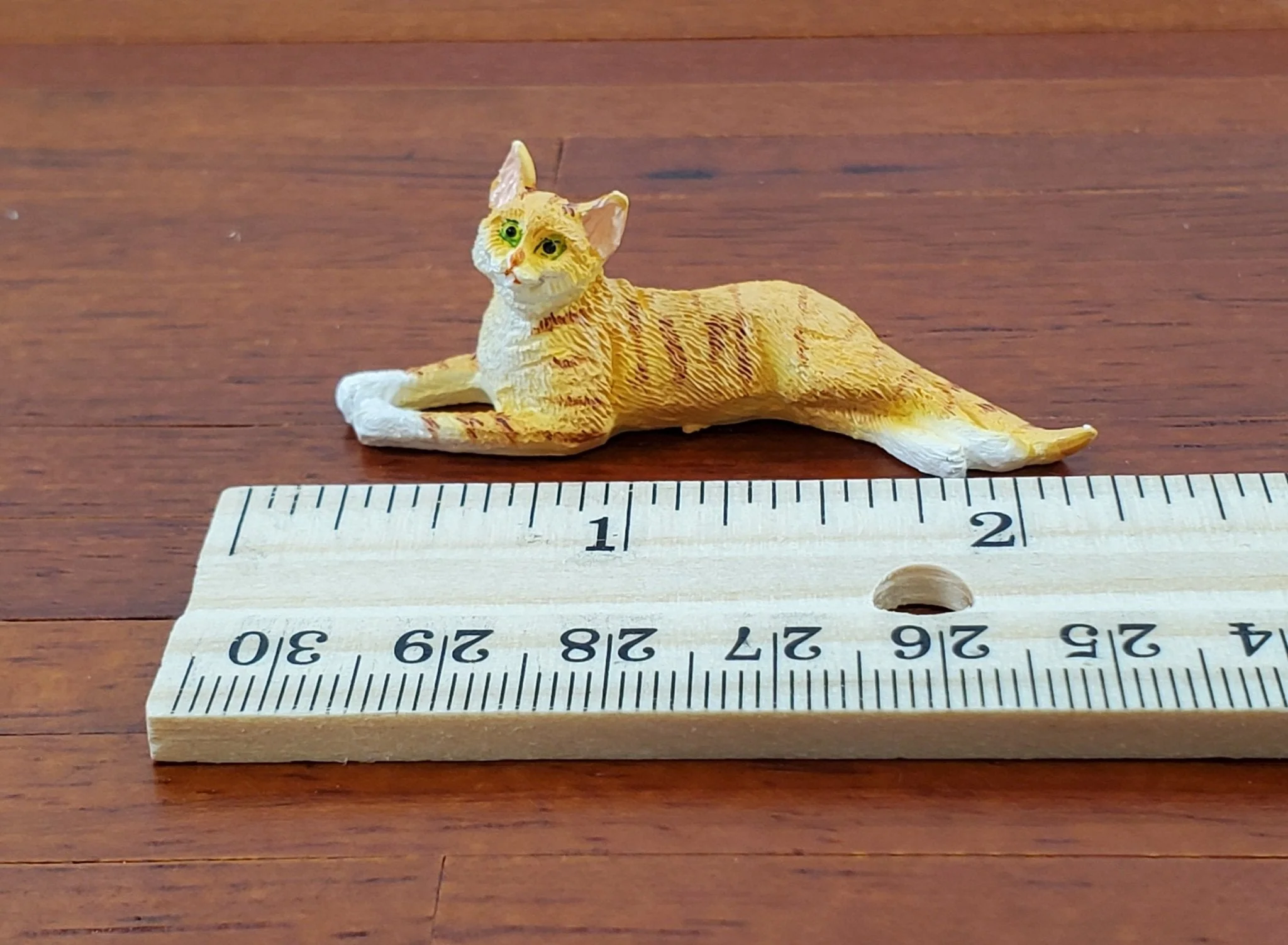 Dollhouse Kitty Cat Orange Tabby Stretched Out on Side 1:12 Scale Miniature Pet - Image 5