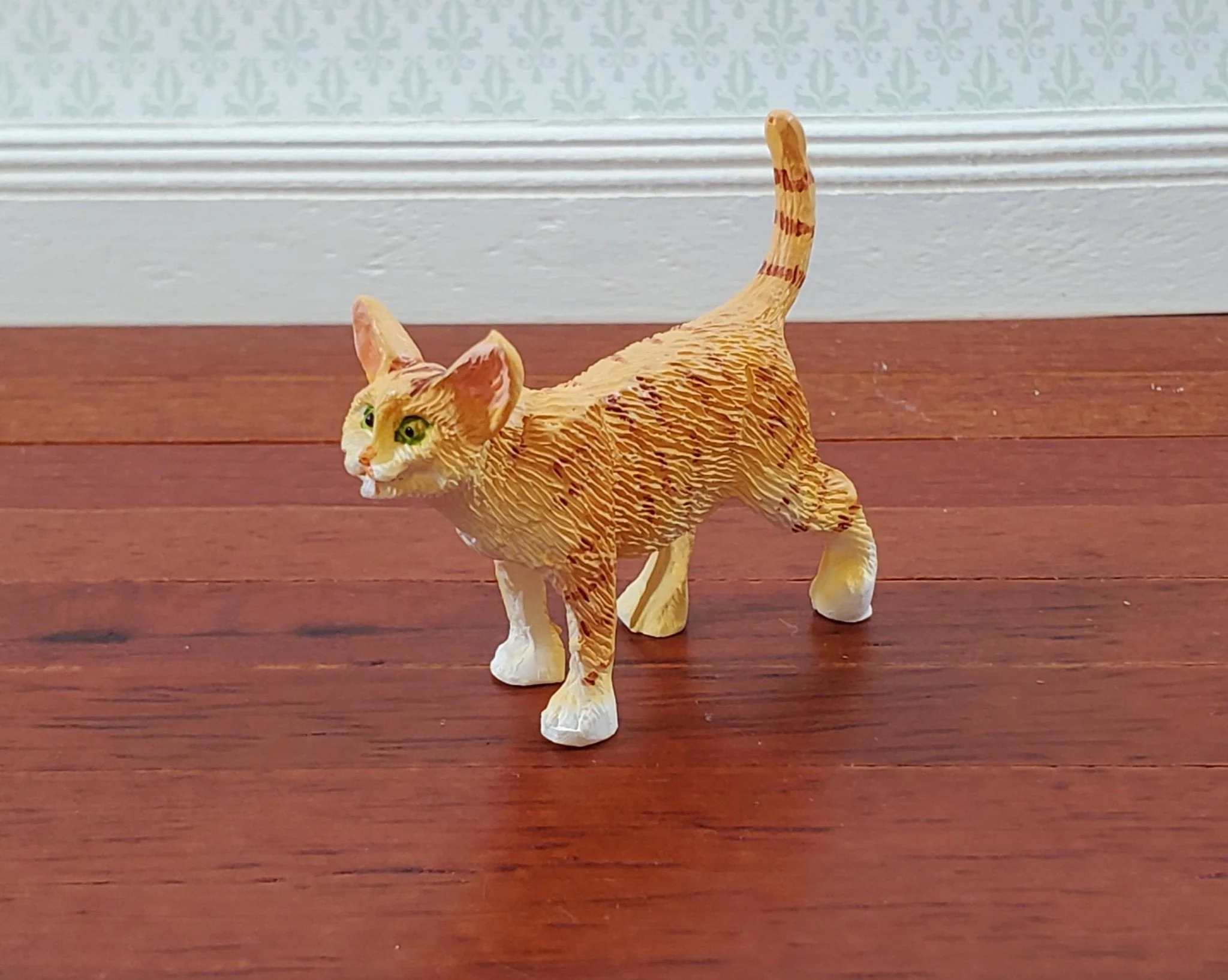 Dollhouse Kitty Cat Orange Tabby Walking 1:12 Scale Miniature Pet - Image 2