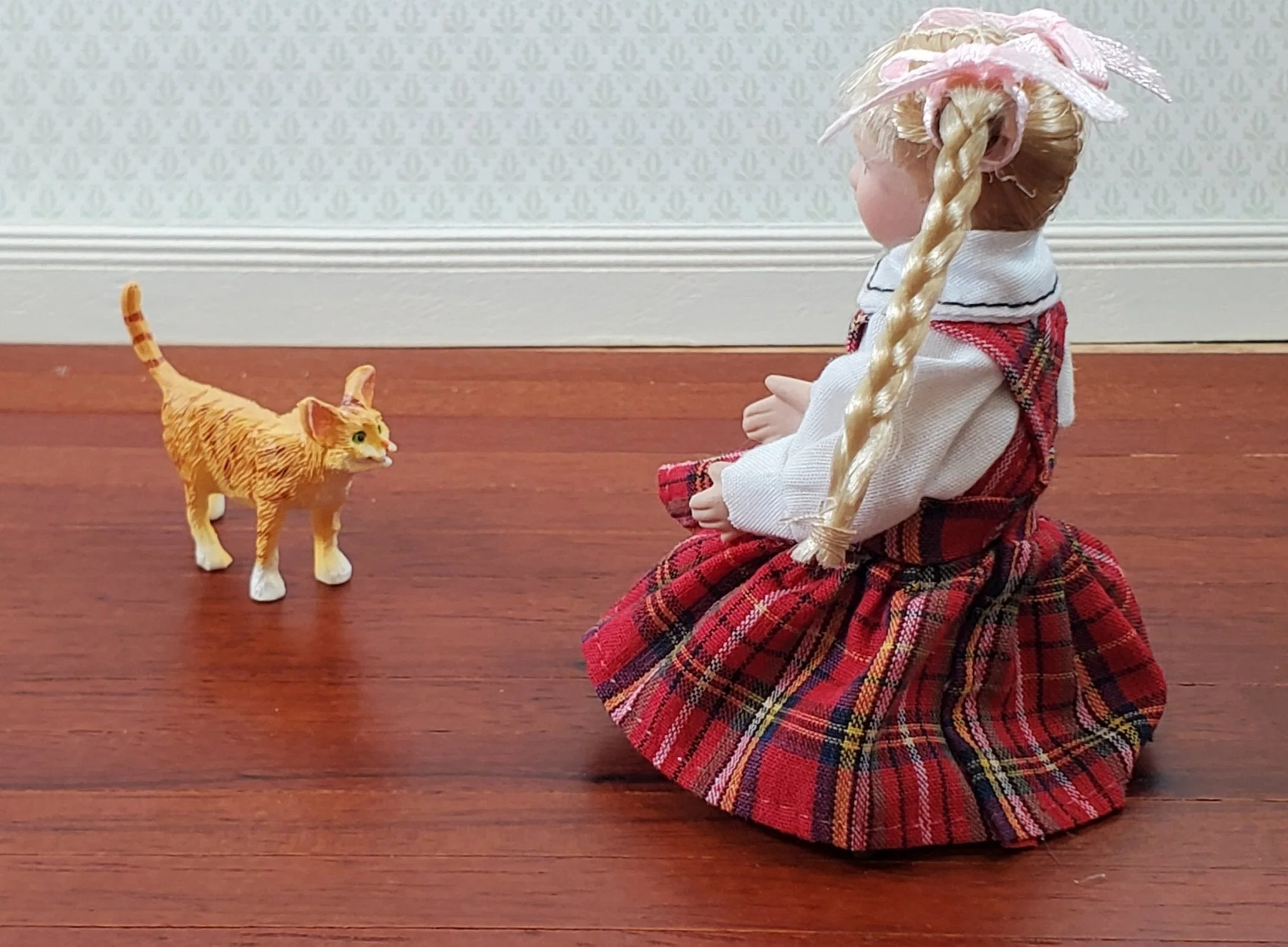 Dollhouse Kitty Cat Orange Tabby Walking 1:12 Scale Miniature Pet - Image 5