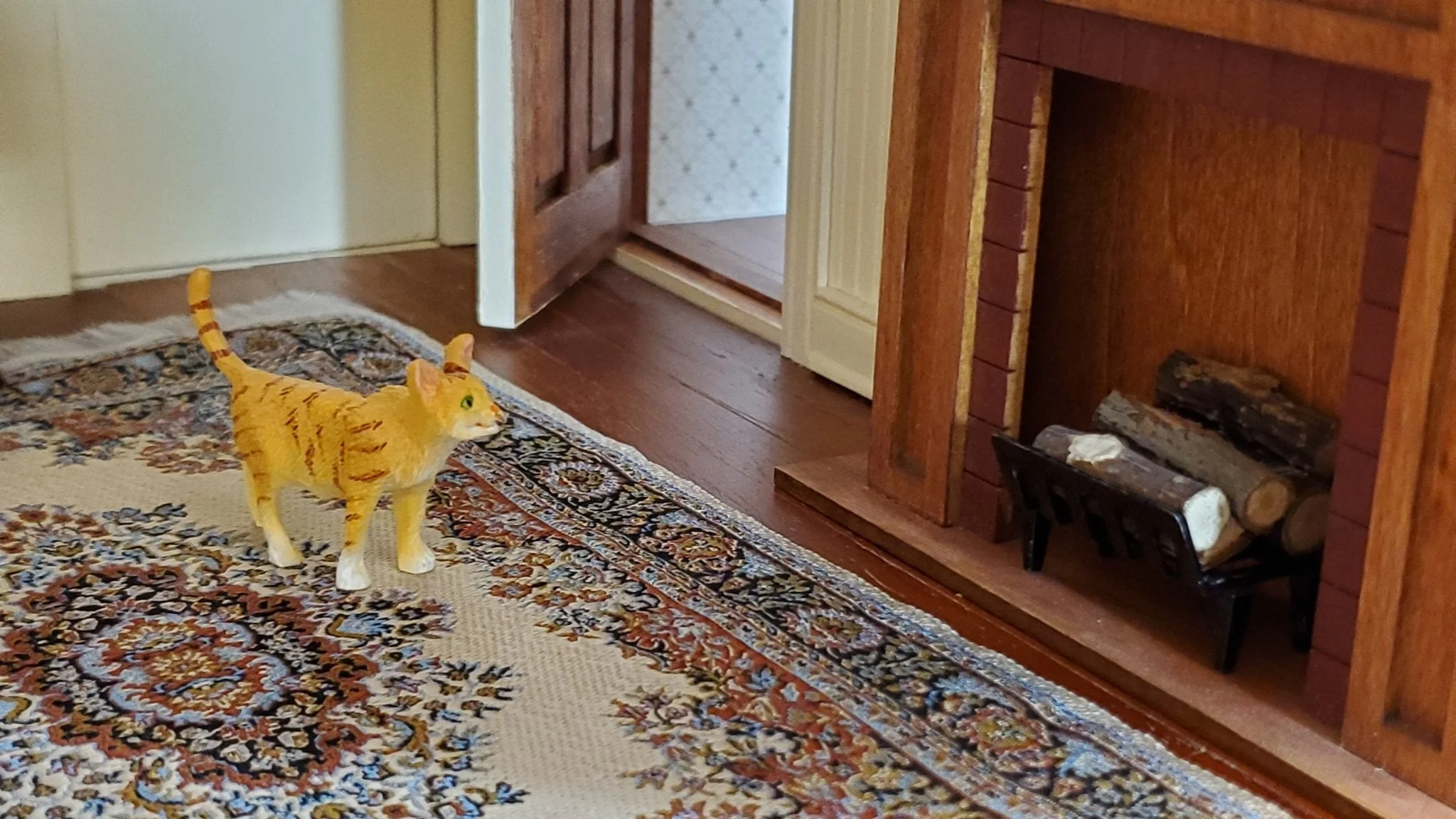 Dollhouse Kitty Cat Orange Tabby Walking 1:12 Scale Miniature Pet - Image 6