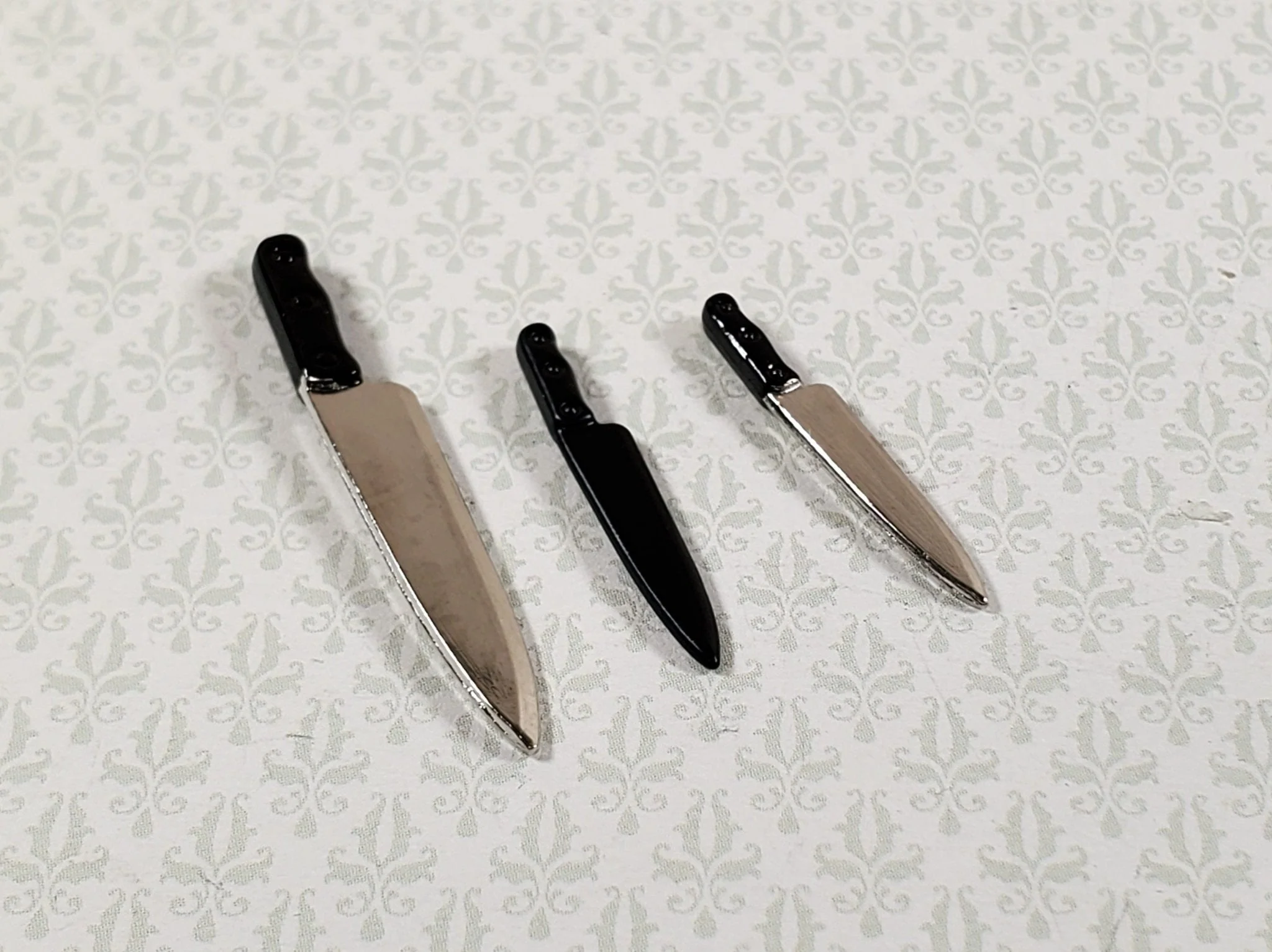 Dollhouse Knife Set Knives 3 Pieces Metal 1:12 Scale Kitchen Accessories