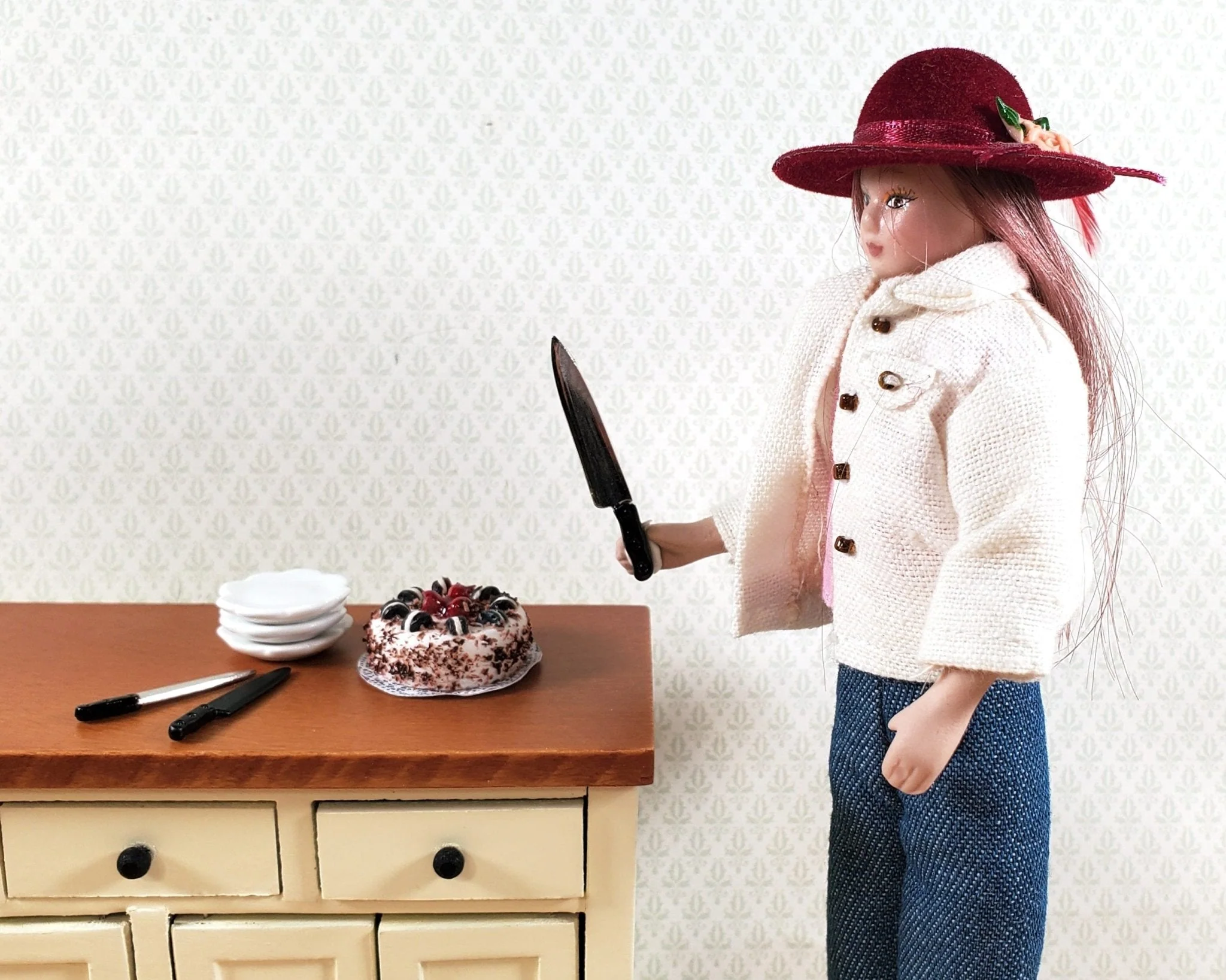 Dollhouse Knife Set Knives 3 Pieces Metal 1:12 Scale Kitchen Accessories - Image 2