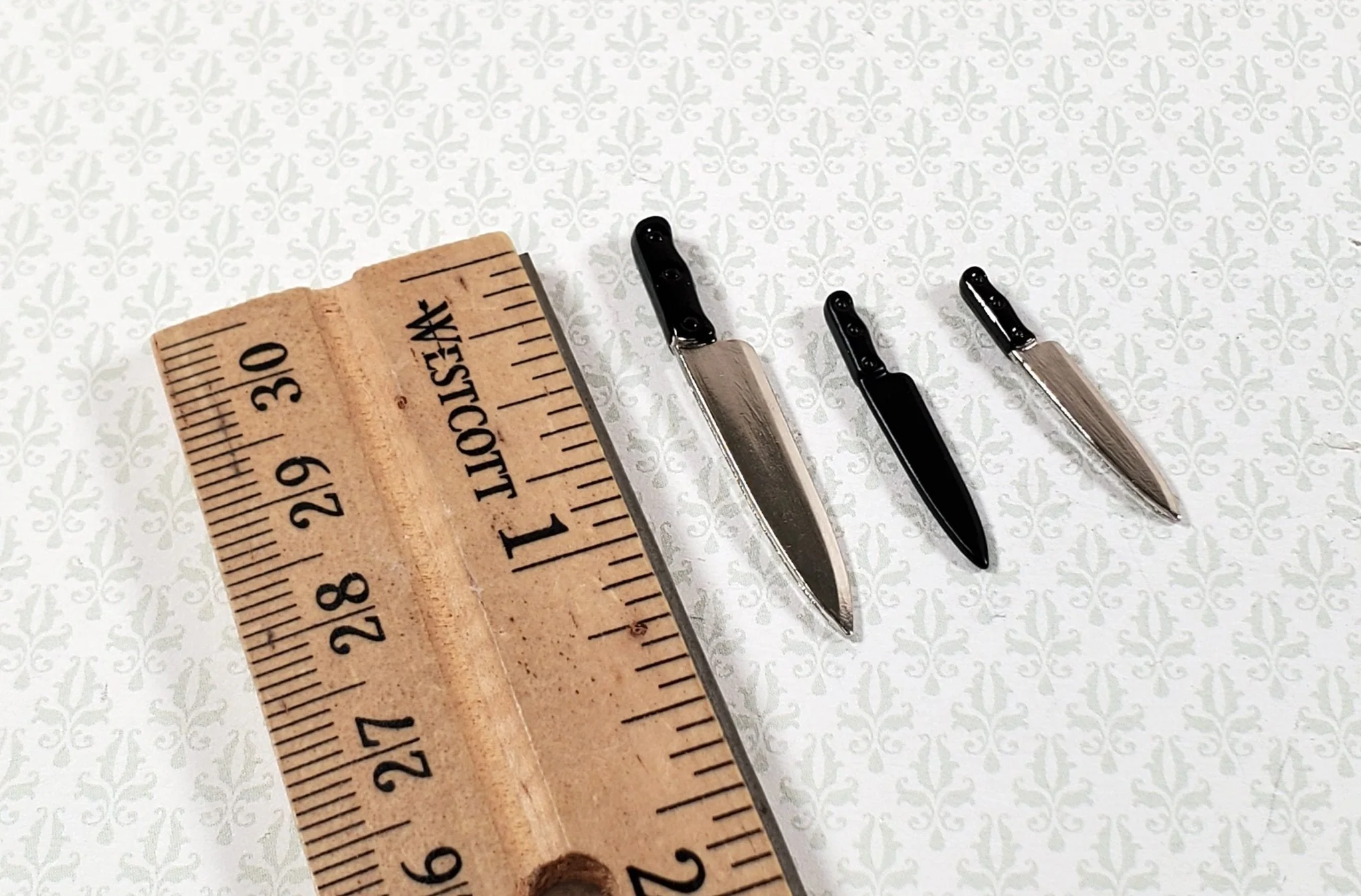 Dollhouse Knife Set Knives 3 Pieces Metal 1:12 Scale Kitchen Accessories - Image 3