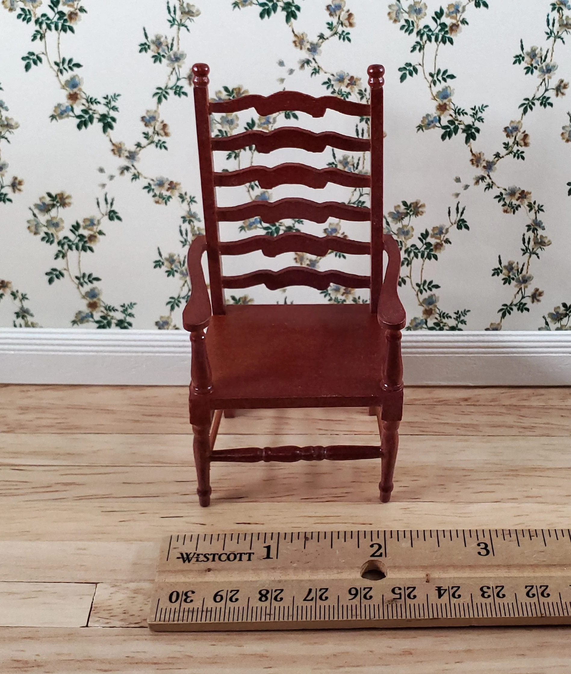 Dollhouse Ladderback Arm Chair for Kitchen or Dining Room 1:12 Scale Furniture - Image 5