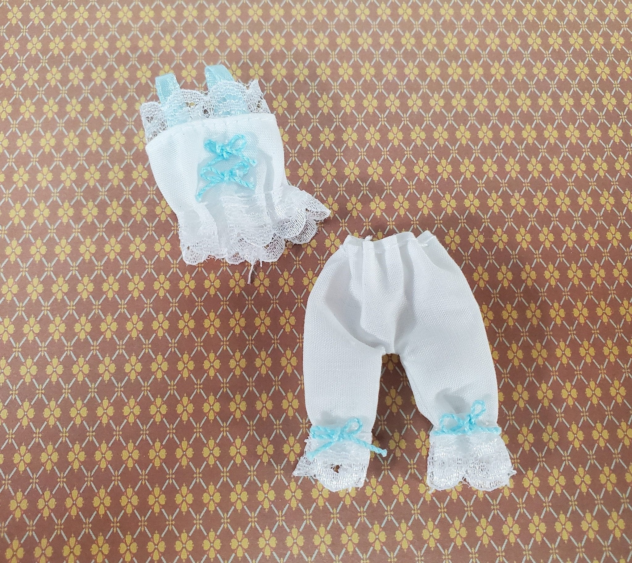 Dollhouse Ladies Lingerie Bloomers White & Blue 1:12 Scale Decoration Only
