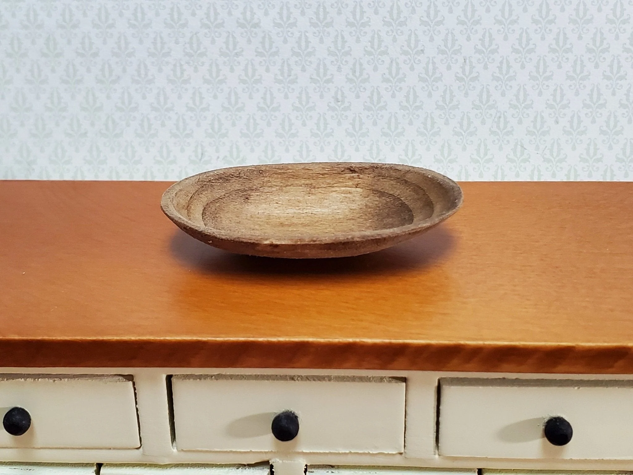 Dollhouse Large Carved Wood Bowl Miniature Sir Thomas Thumb for Fruit or Bread - Image 2