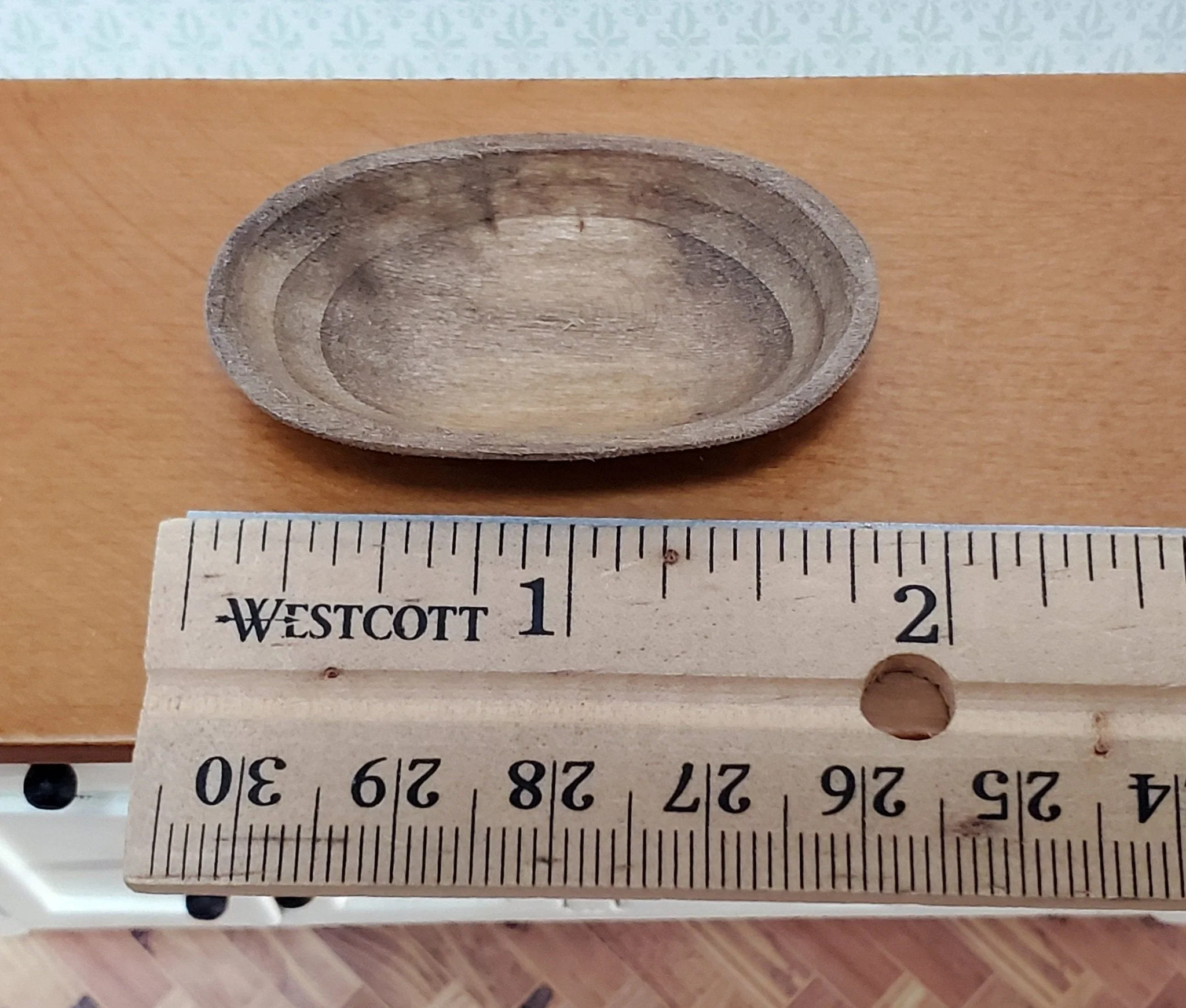 Dollhouse Large Carved Wood Bowl Miniature Sir Thomas Thumb for Fruit or Bread - Image 4