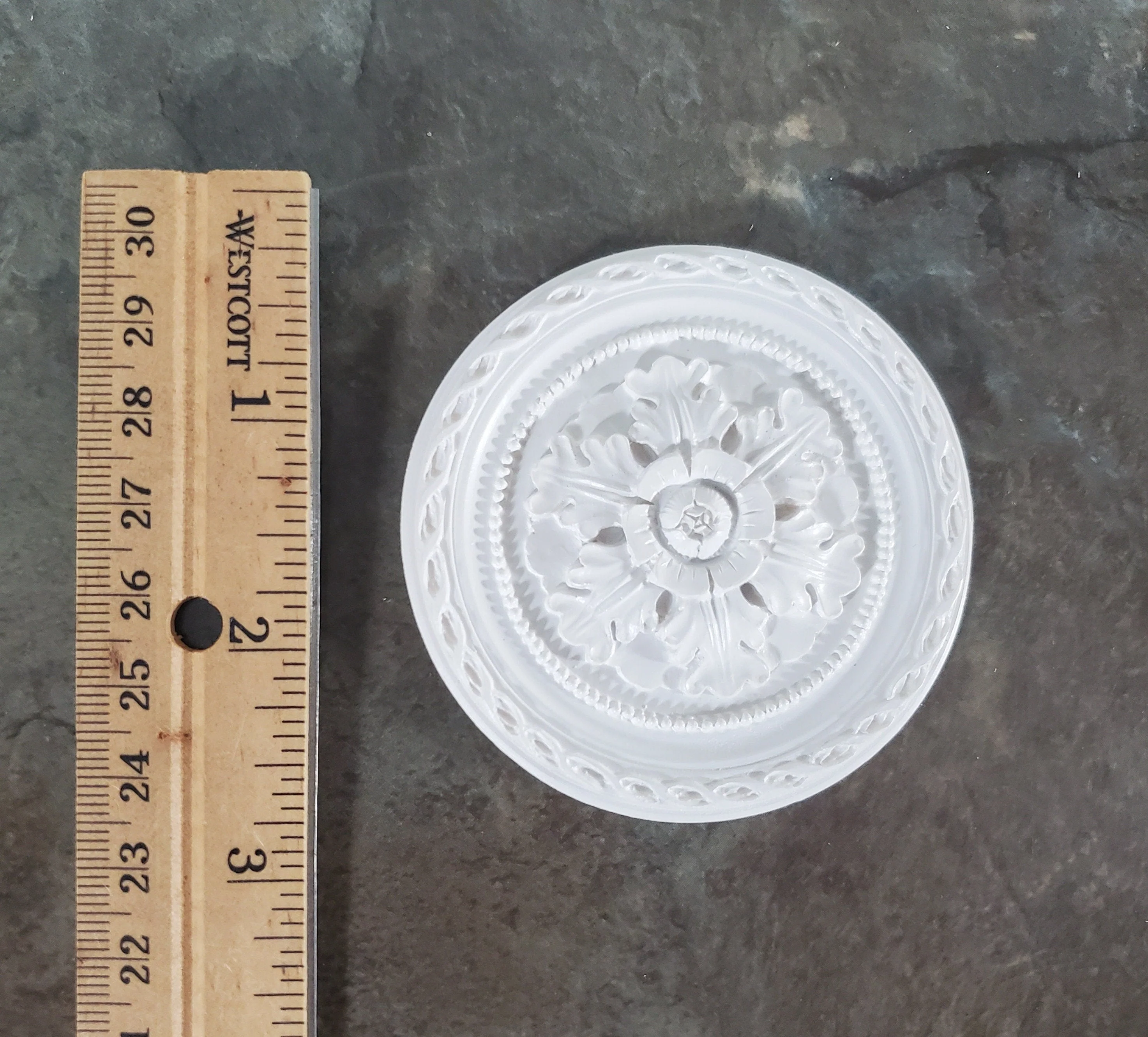 Dollhouse Large Cast Resin Ceiling Rose Medallion 1:12 Scale Miniature 2 11/16" 68mm - Image 2