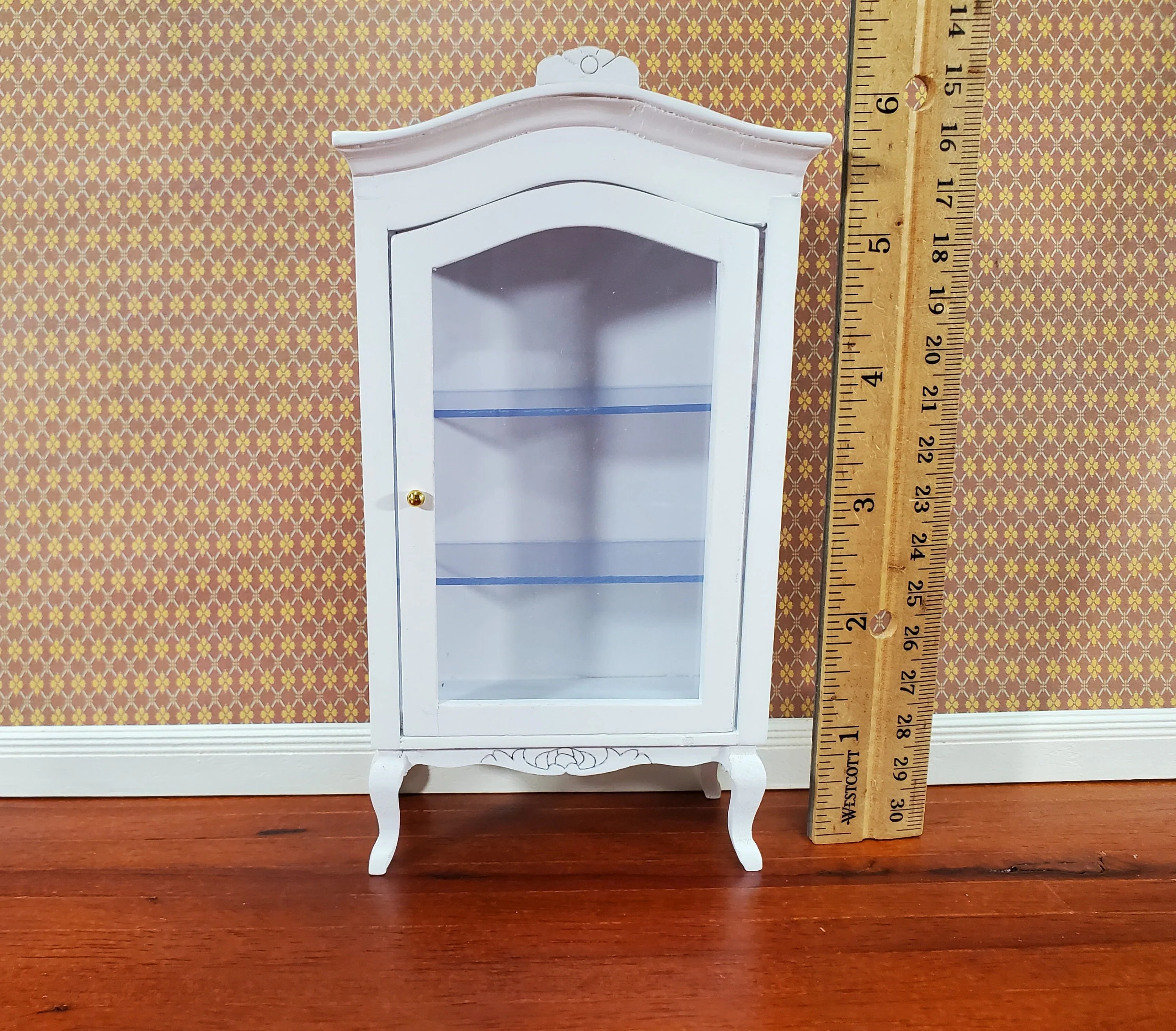 Dollhouse Large Curio Cabinet with Door White Finish 1:12 Scale Miniature Furniture - Image 4
