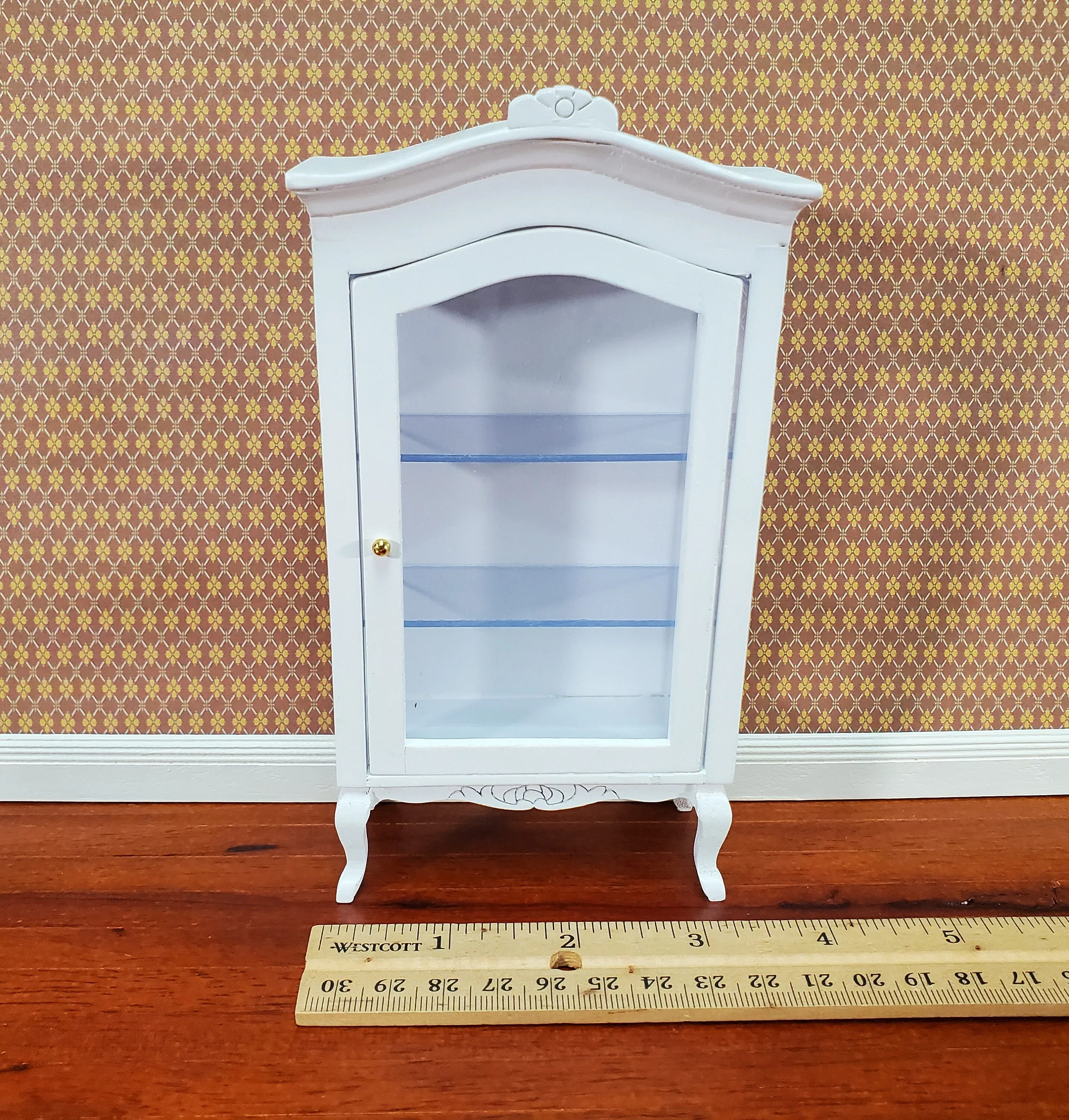 Dollhouse Large Curio Cabinet with Door White Finish 1:12 Scale Miniature Furniture - Image 5