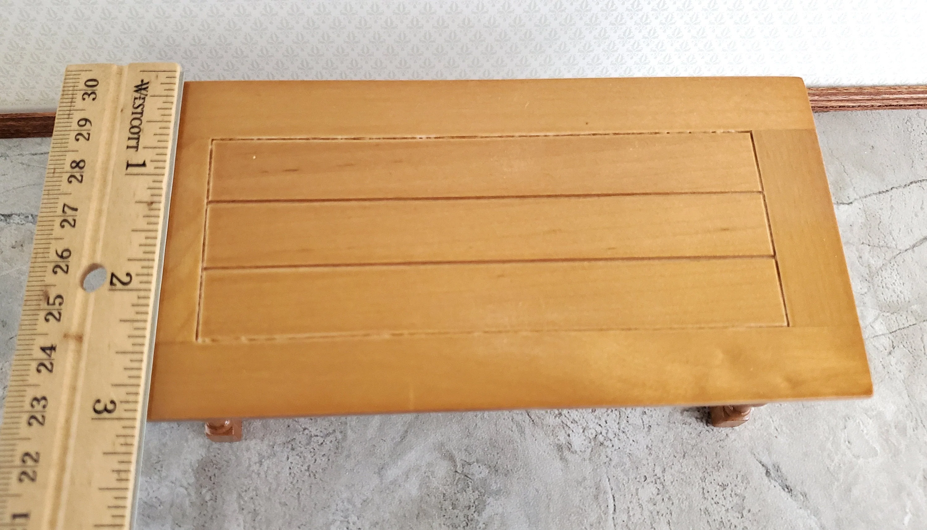 Dollhouse Large Kitchen or Prep Table Light Walnut Finish 1:12 Scale Miniature Furniture - Image 6