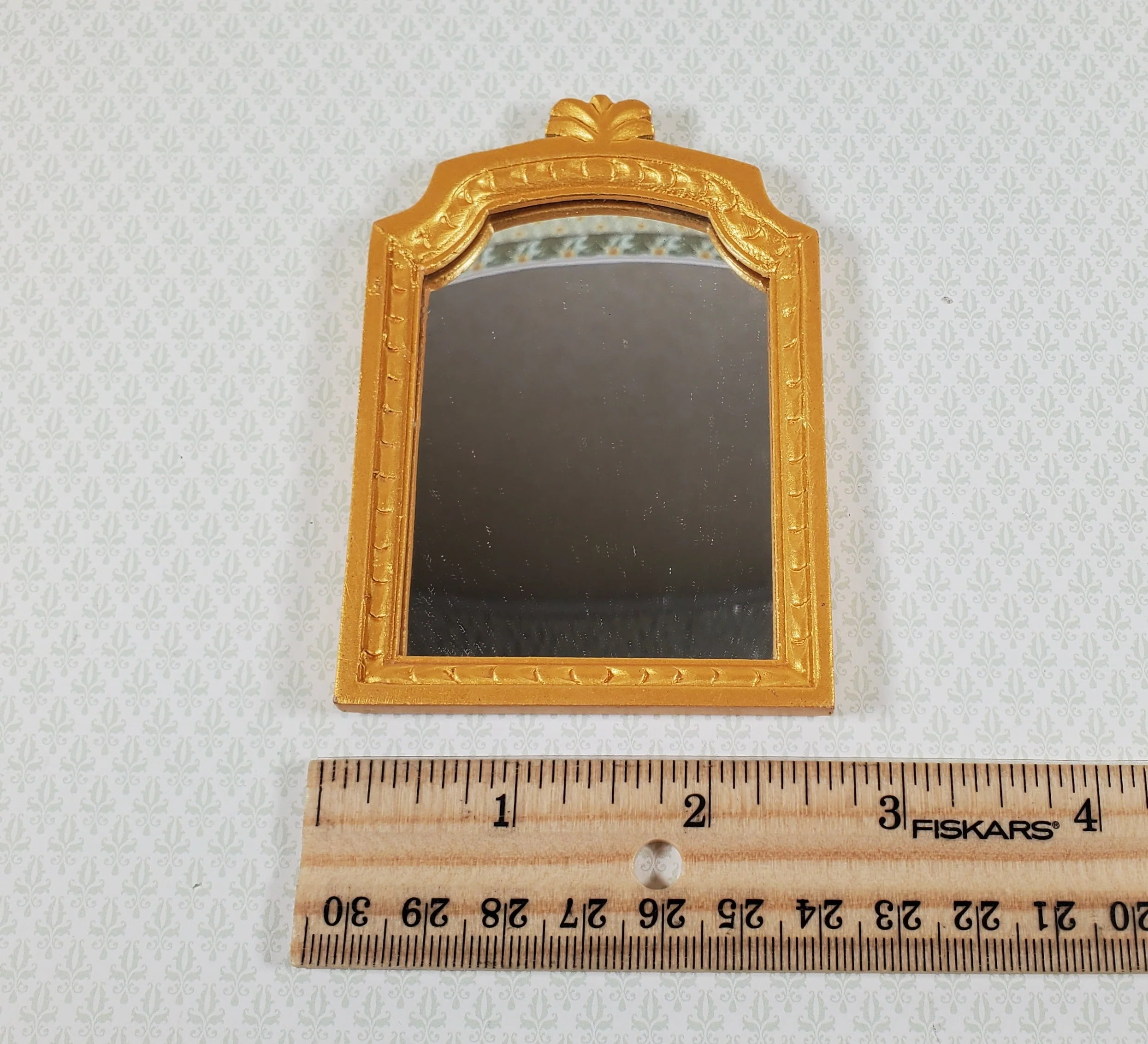 Dollhouse Large Mirror Fancy Wood 1:12 Scale Miniature Victorian 3 3/4" tall - Image 3