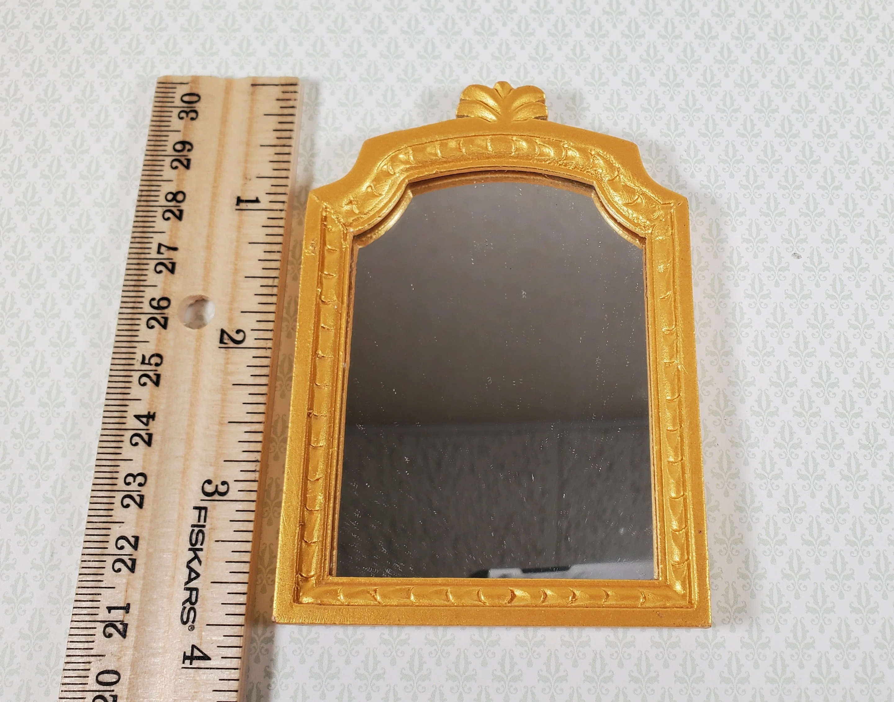 Dollhouse Large Mirror Fancy Wood 1:12 Scale Miniature Victorian 3 3/4" tall - Image 4
