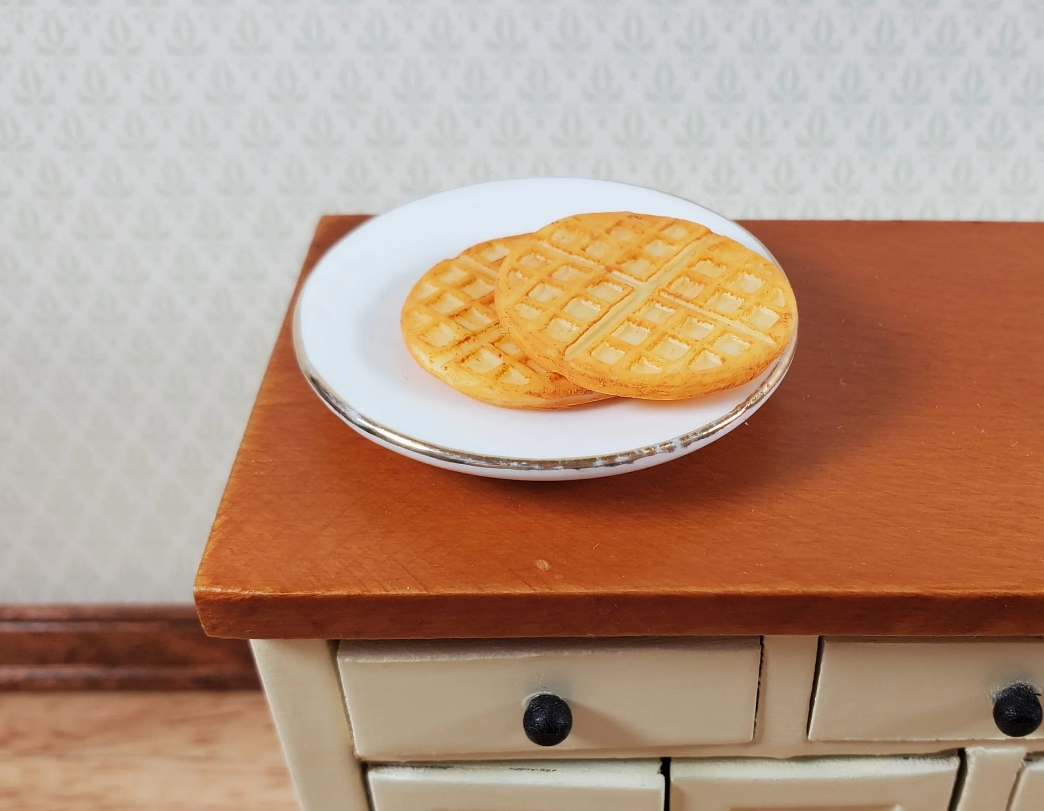 Dollhouse Large Waffles Set of 2 1:12 Scale 1" Miniature Food Kitchen Groceries - Image 2