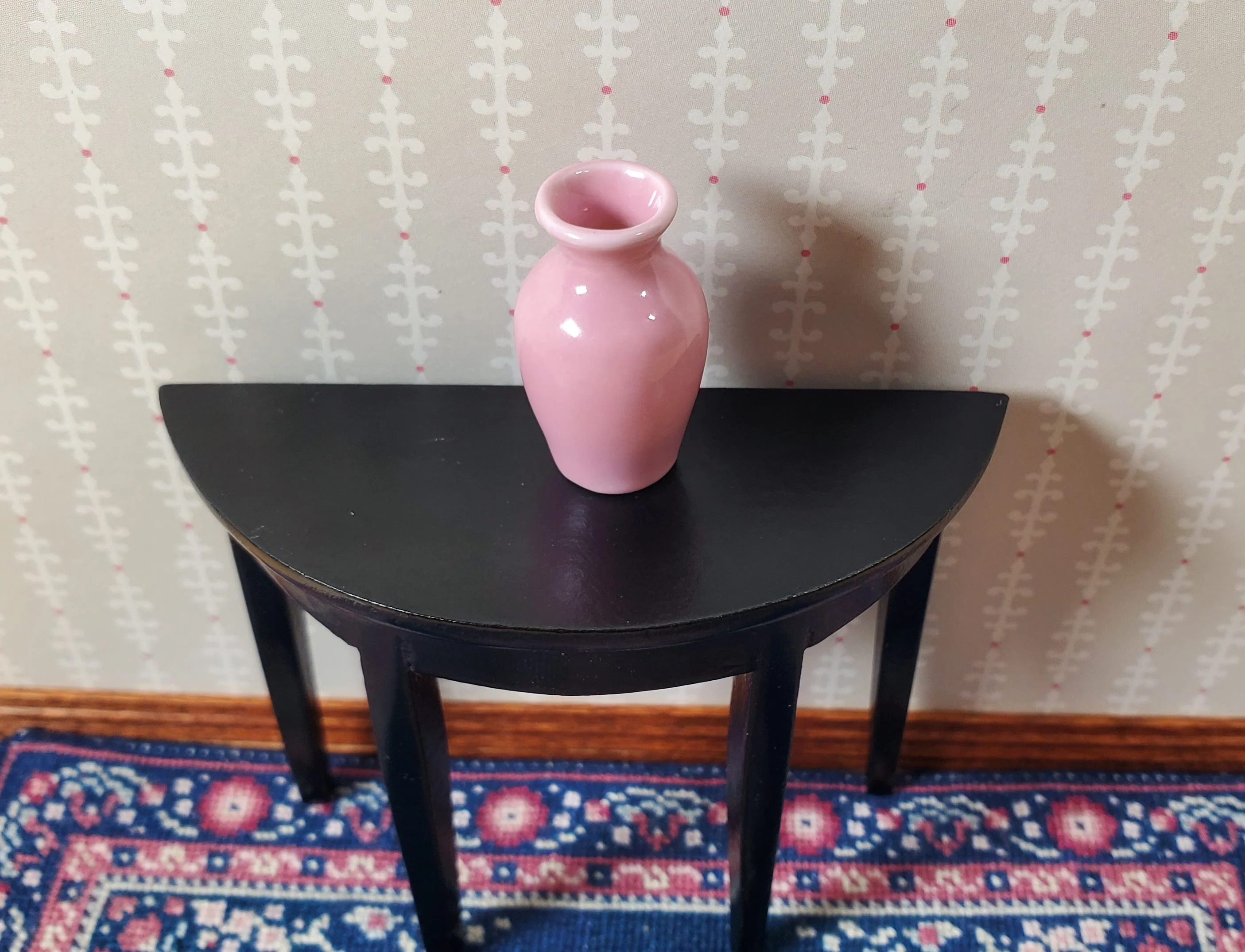 Dollhouse Light Pink Glazed Ceramic Vase 1:12 Scale Miniature - Image 2
