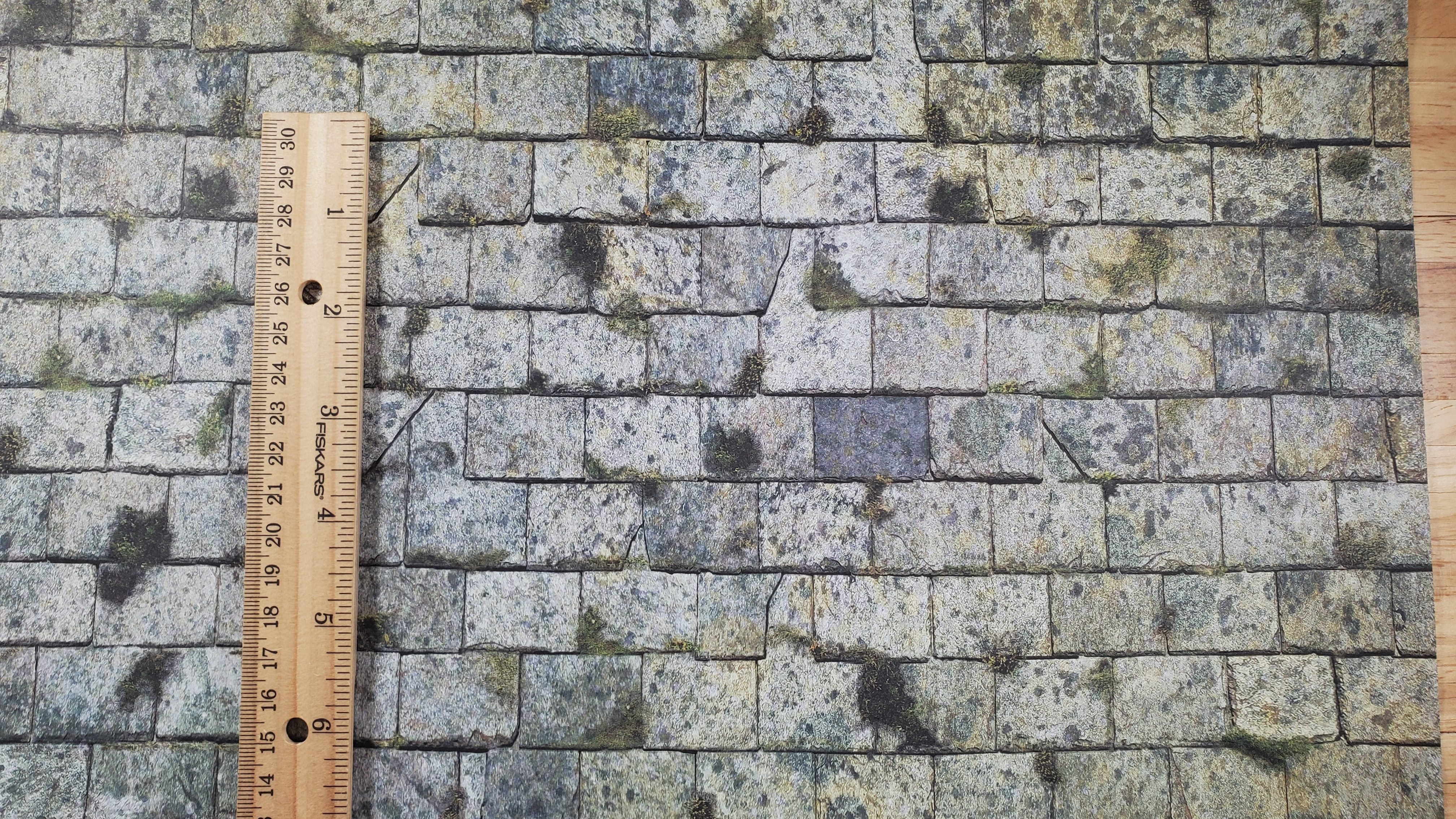 Dollhouse Light Slate Roofing Weathered Moss Sheet Embossed 1:12 Scale Shingles - Image 2
