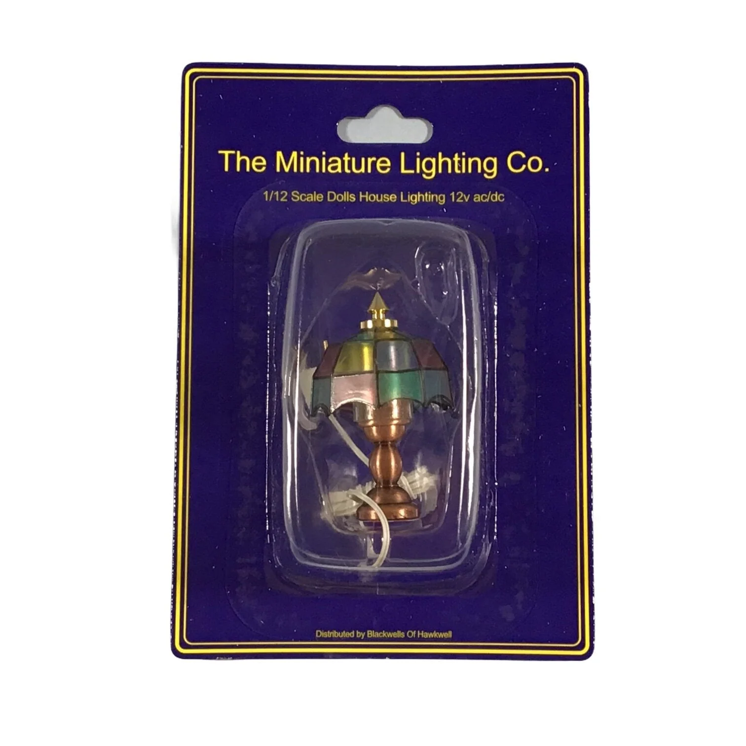 Dollhouse Light Table Lamp Stained Glass Style Bronze 1:12 Scale Miniature 12 volt Electric - Image 3