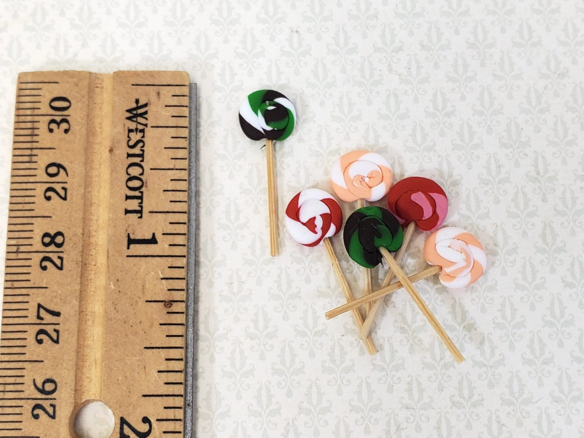 Dollhouse Lollipops on Sticks Set of 6 Colorful 1:12 Scale Miniature Food Sucker - Image 3