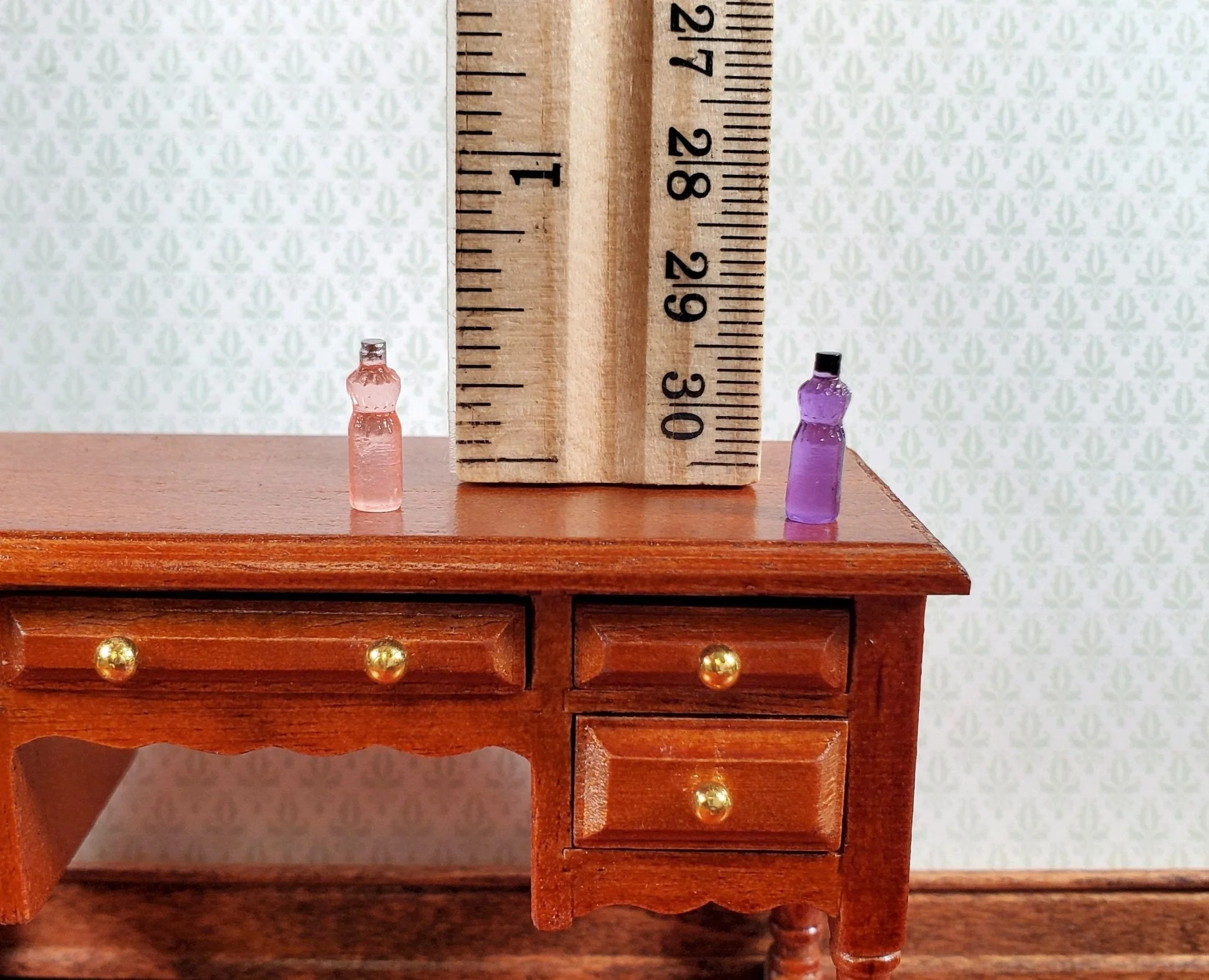 Dollhouse Lotion Vanity Bottles Set of 2 Purple Pink 1:12 Scale Miniature - Image 3