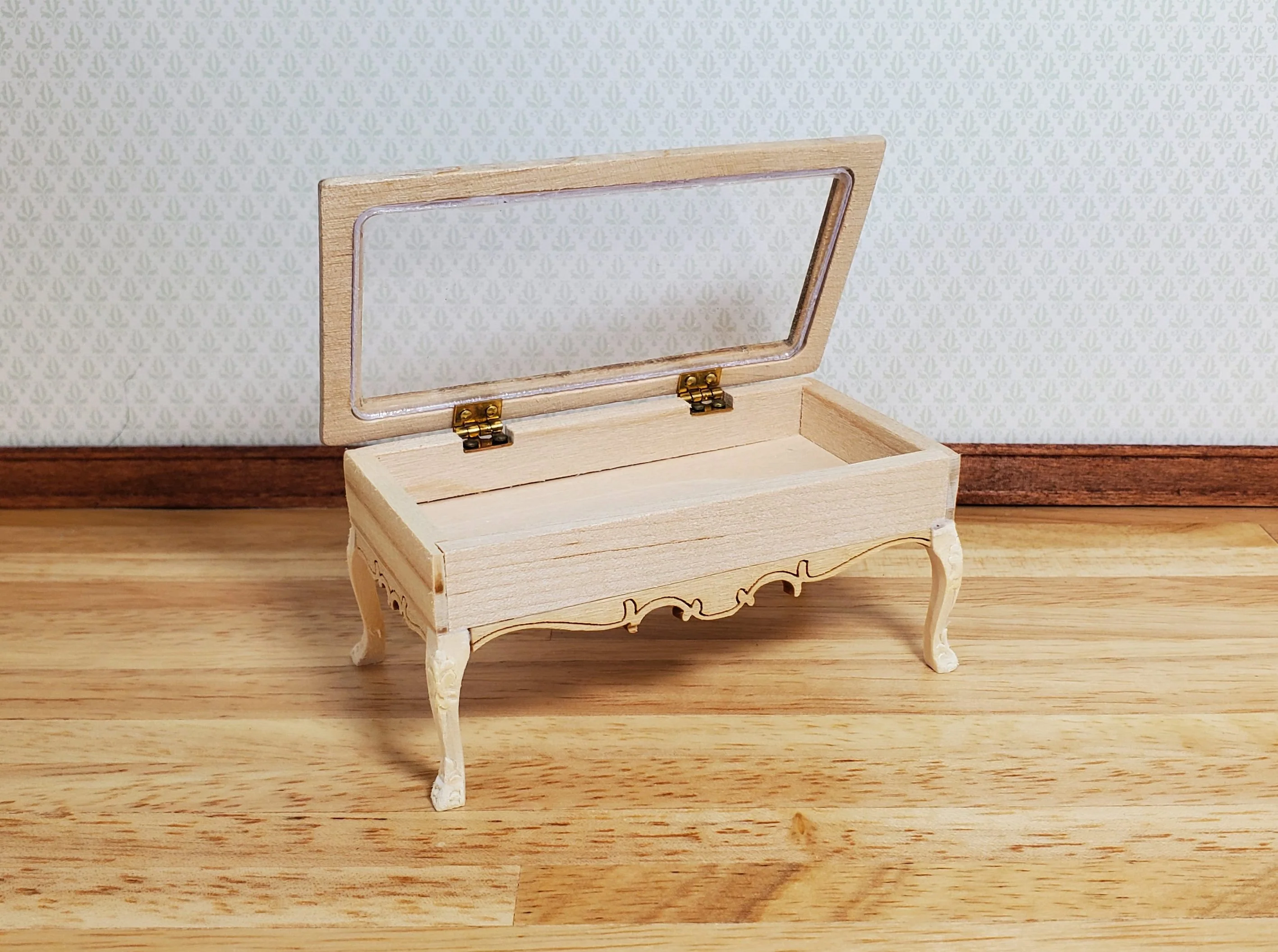 Dollhouse Low Curio Table Display Cabinet Lifting Top 1:12 Scale Miniature - Image 2