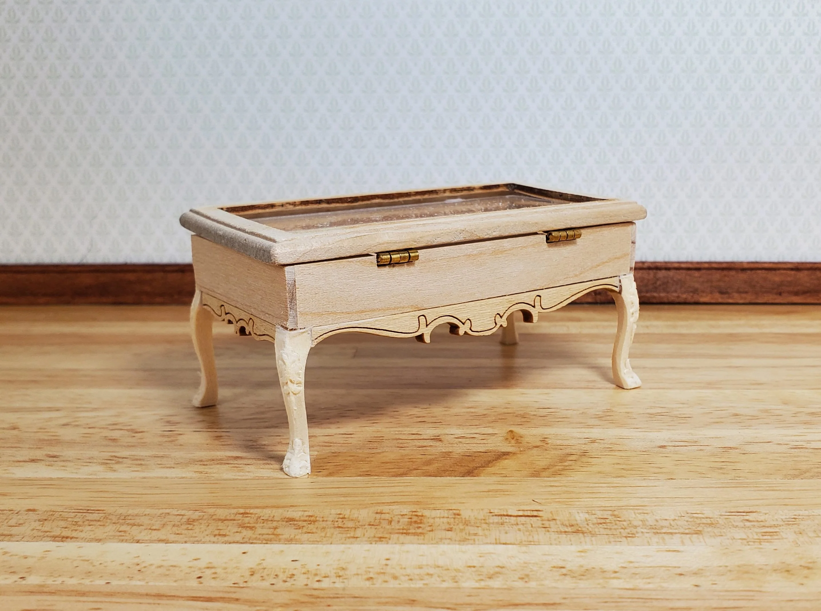 Dollhouse Low Curio Table Display Cabinet Lifting Top 1:12 Scale Miniature - Image 3