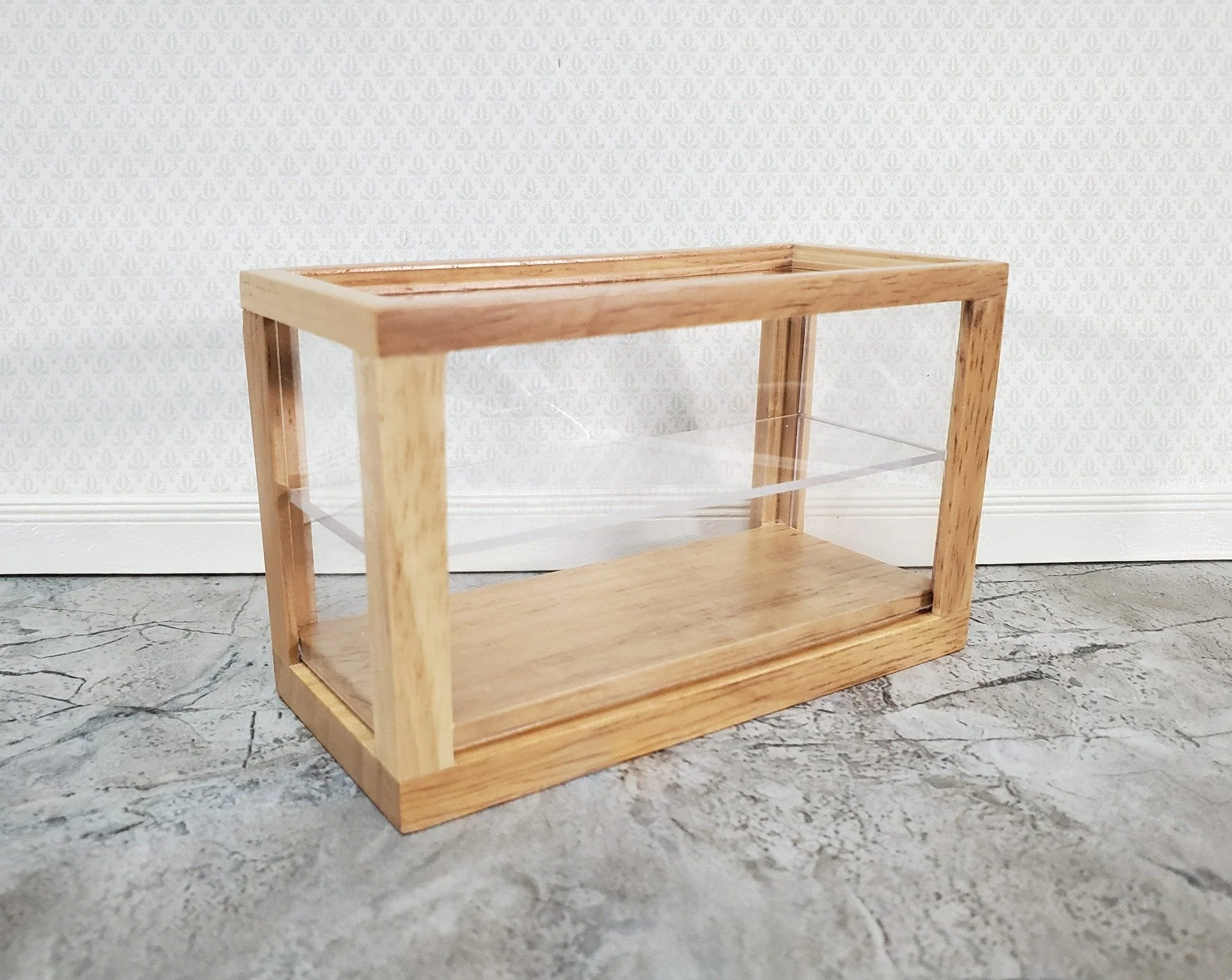 Dollhouse Low Display Case for Bakery Store or Shop 1:12 Scale Furniture Light Oak