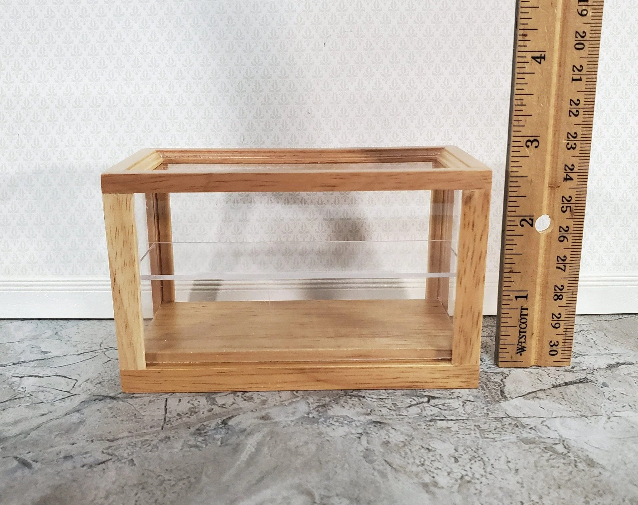 Dollhouse Low Display Case for Bakery Store or Shop 1:12 Scale Furniture Light Oak - Image 5