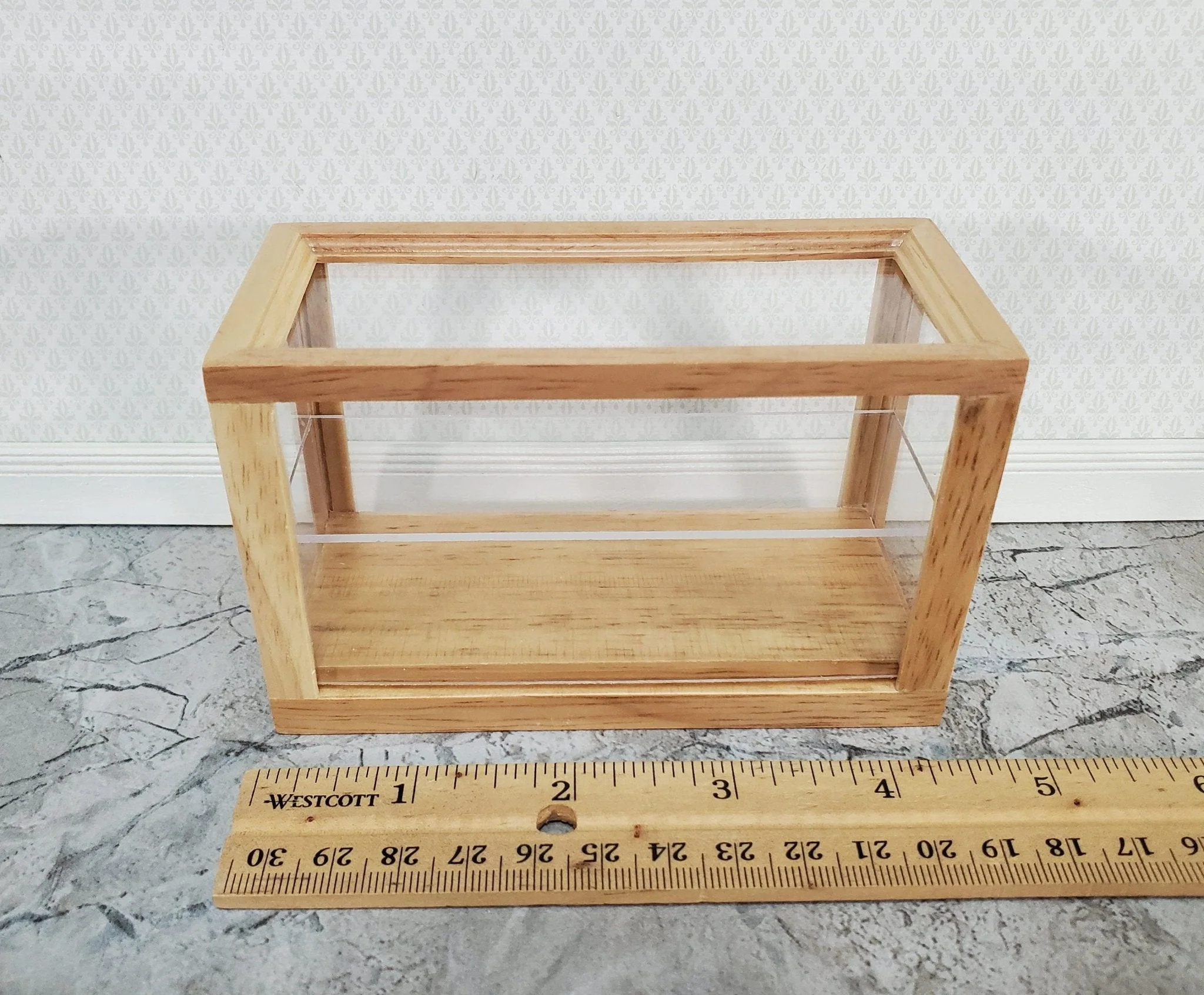 Dollhouse Low Display Case for Bakery Store or Shop 1:12 Scale Furniture Light Oak - Image 6