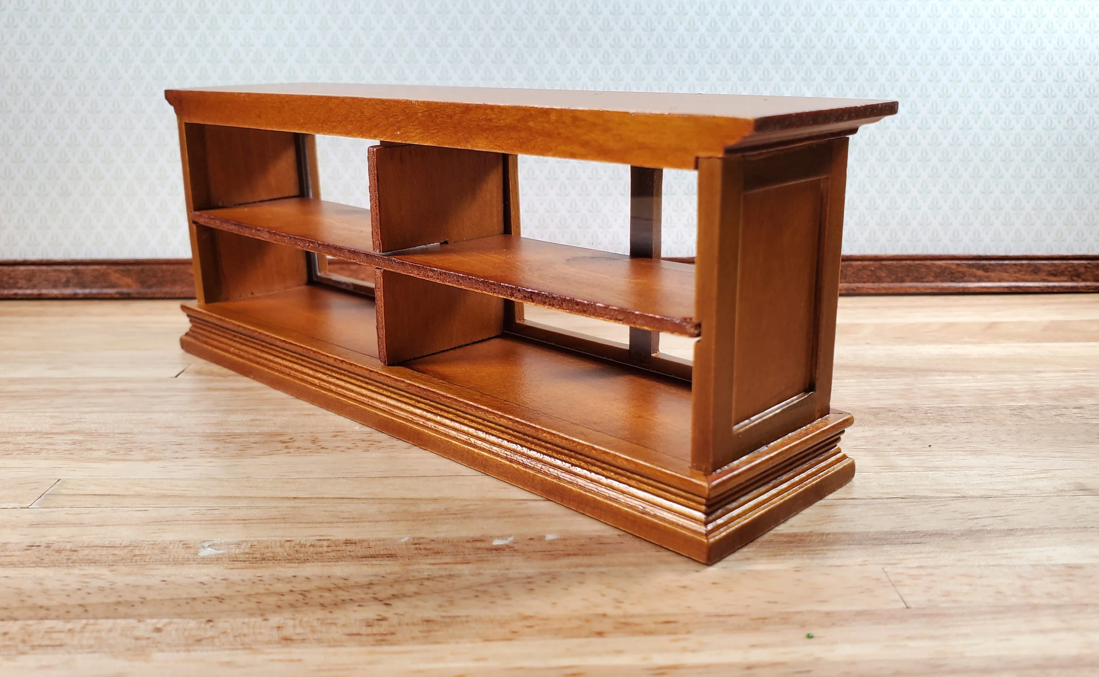 Dollhouse Low Display Counter for Bakery Store or Shop 1:12 Scale Walnut Finish - Image 3