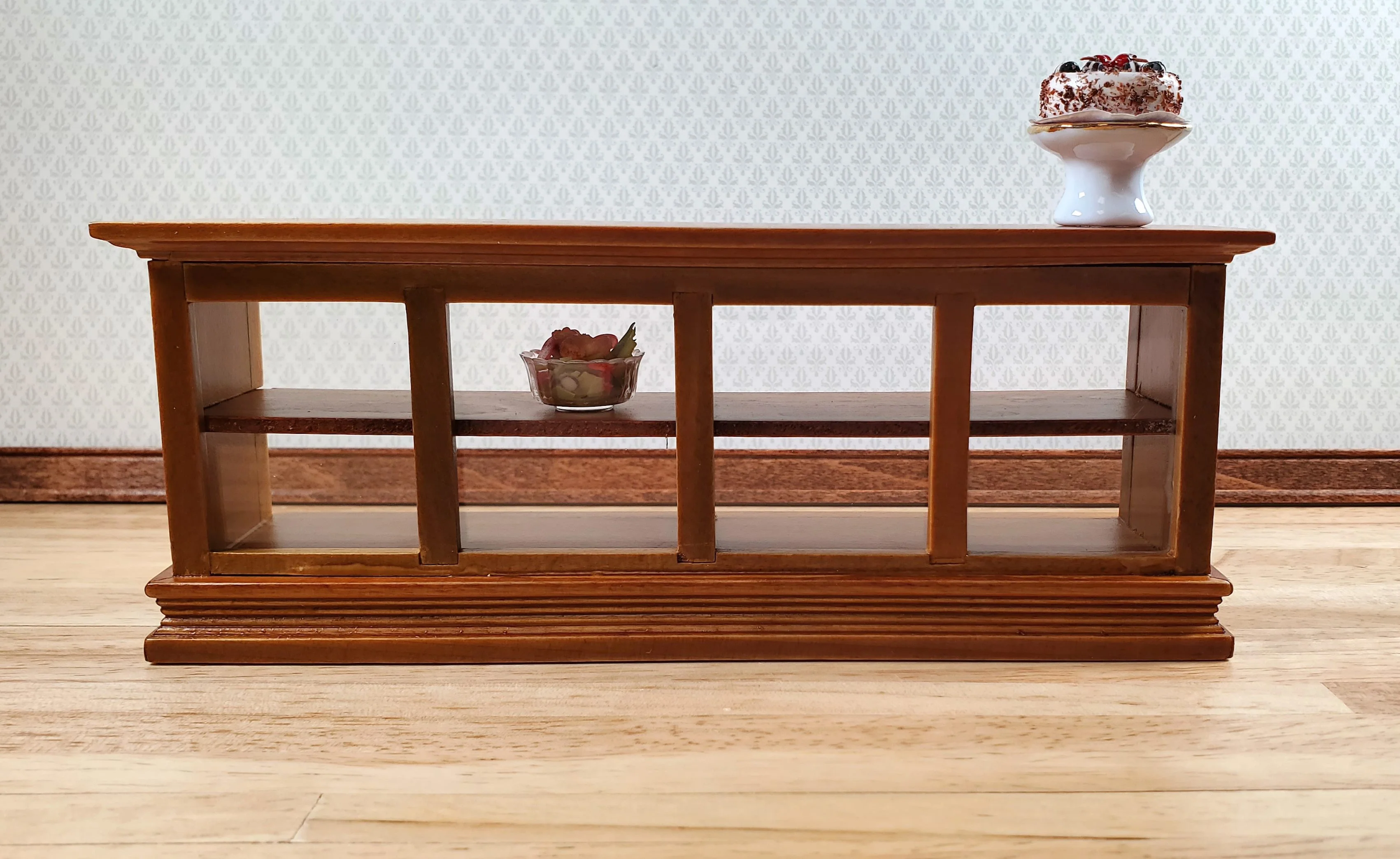 Dollhouse Low Display Counter for Bakery Store or Shop 1:12 Scale Walnut Finish - Image 4