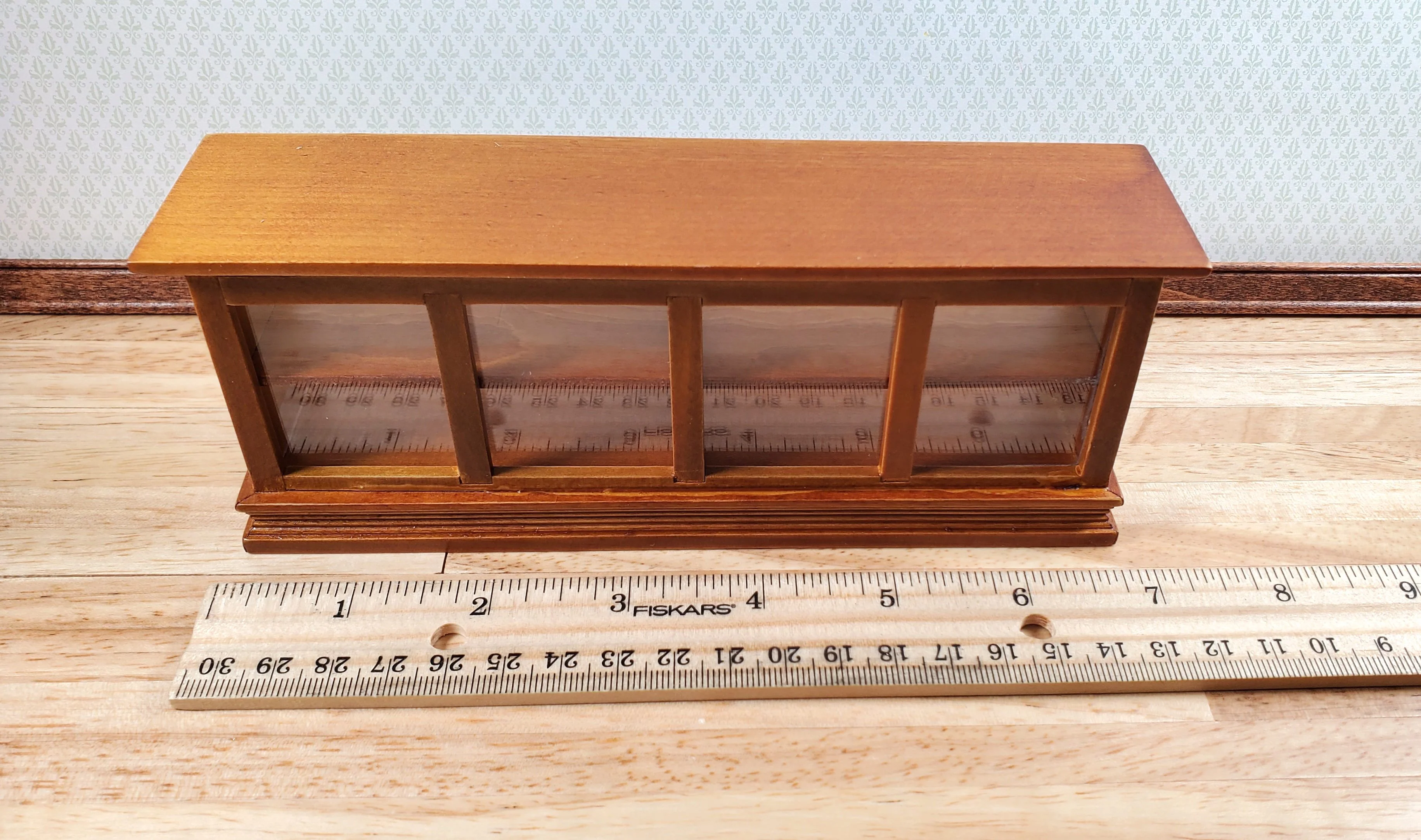 Dollhouse Low Display Counter for Bakery Store or Shop 1:12 Scale Walnut Finish - Image 5