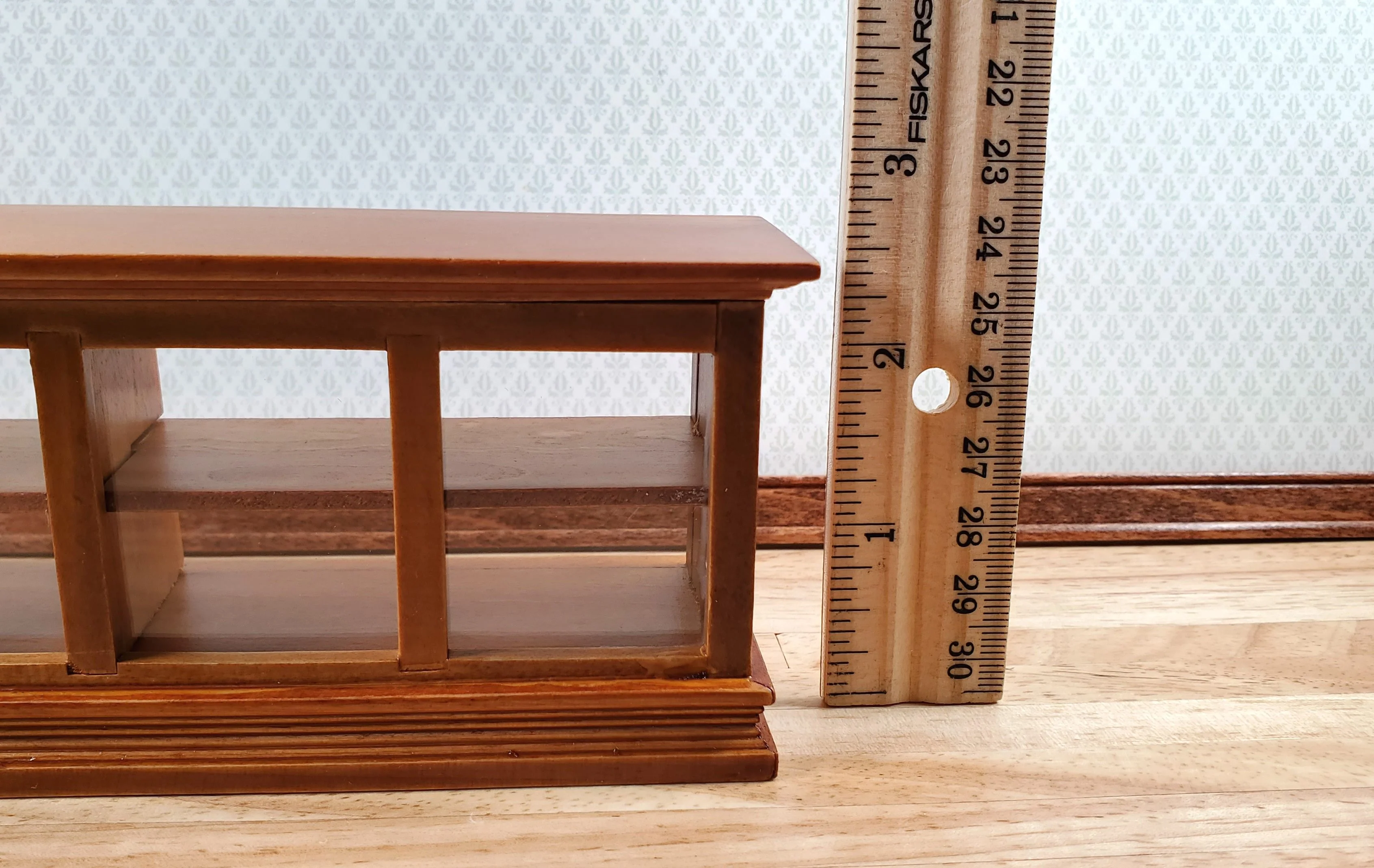 Dollhouse Low Display Counter for Bakery Store or Shop 1:12 Scale Walnut Finish - Image 6