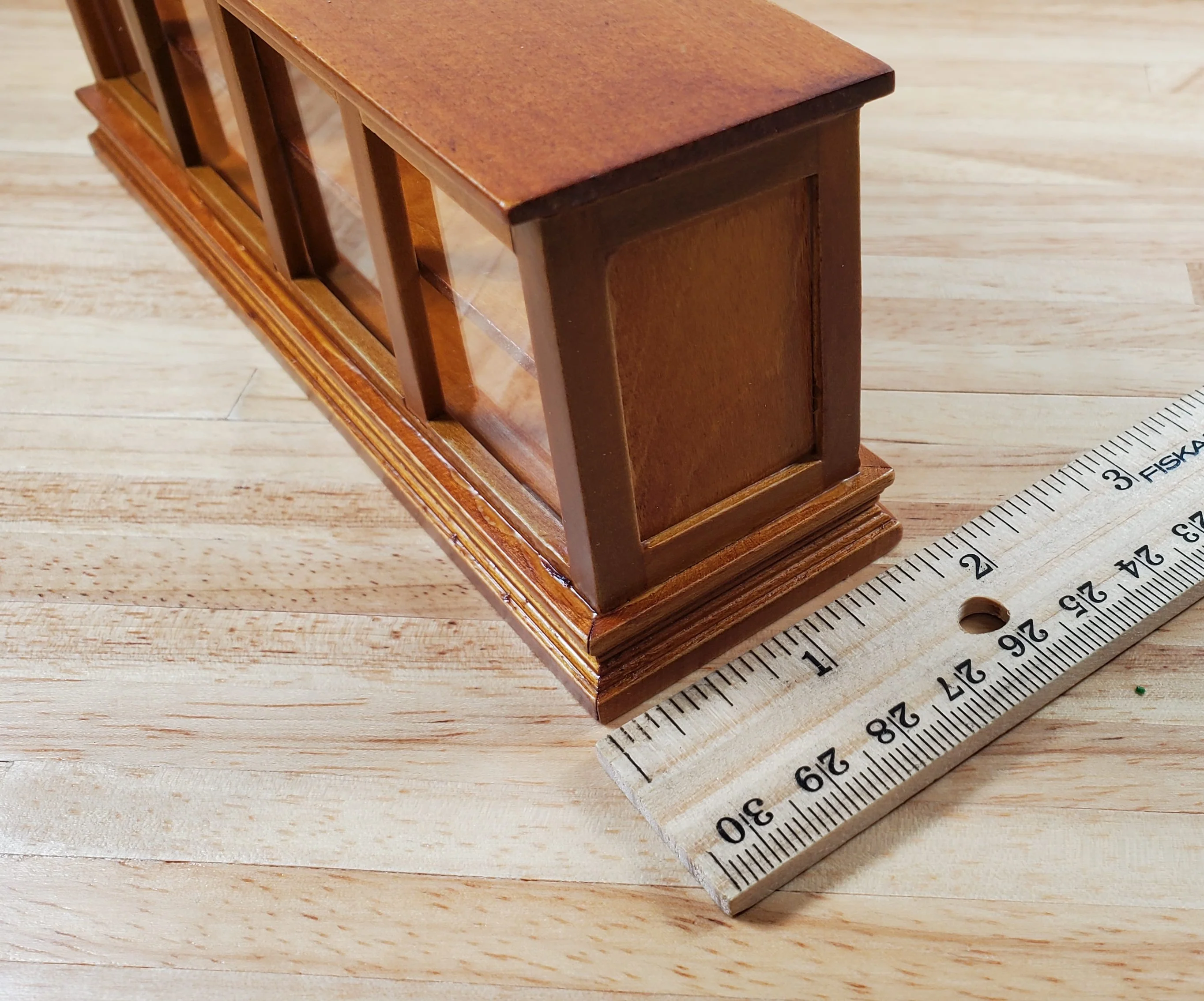Dollhouse Low Display Counter for Bakery Store or Shop 1:12 Scale Walnut Finish - Image 7