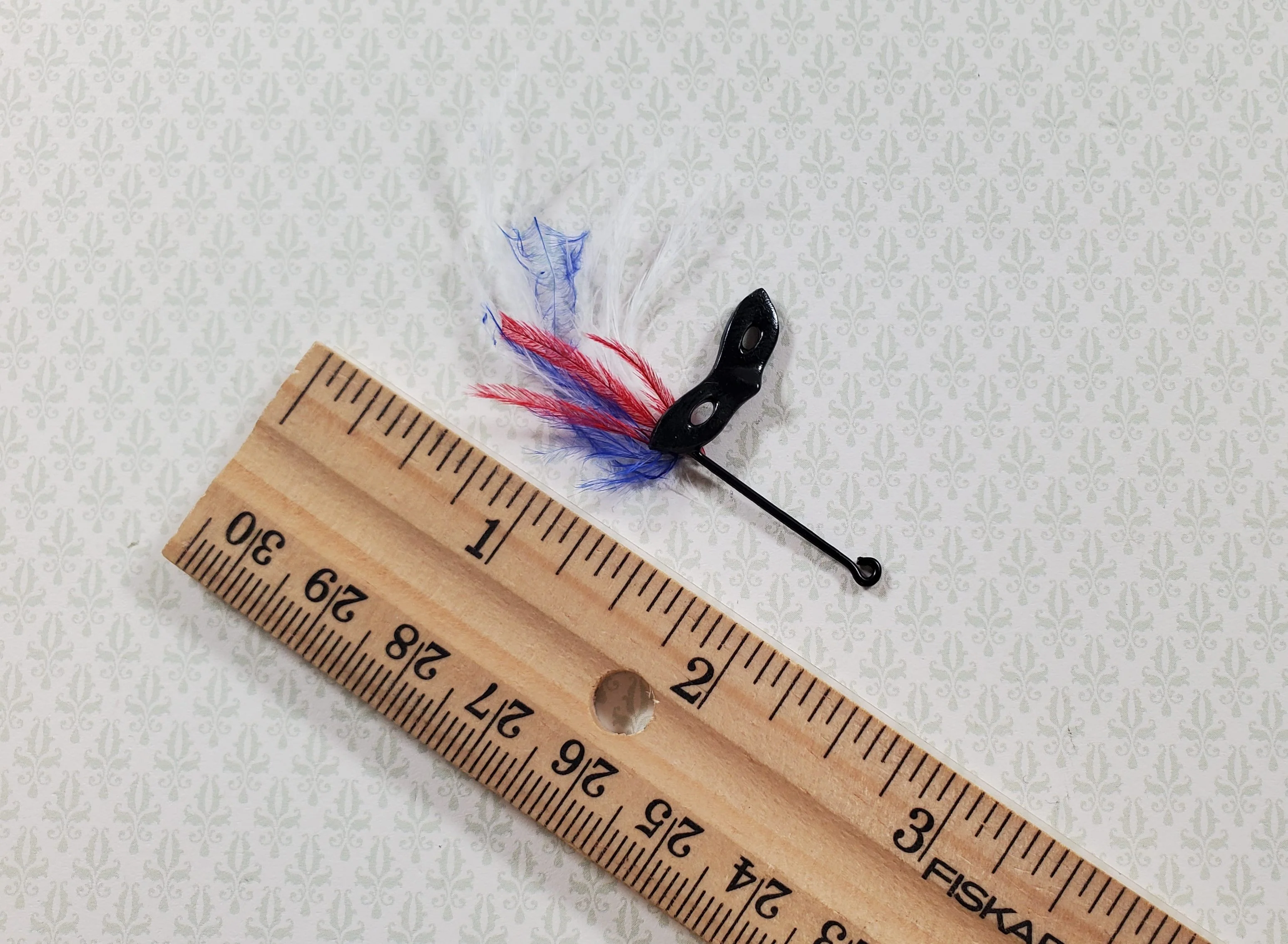 Dollhouse Mardi Gras Mask on Stick with Feathers 1:12 Scale Miniature - Image 3
